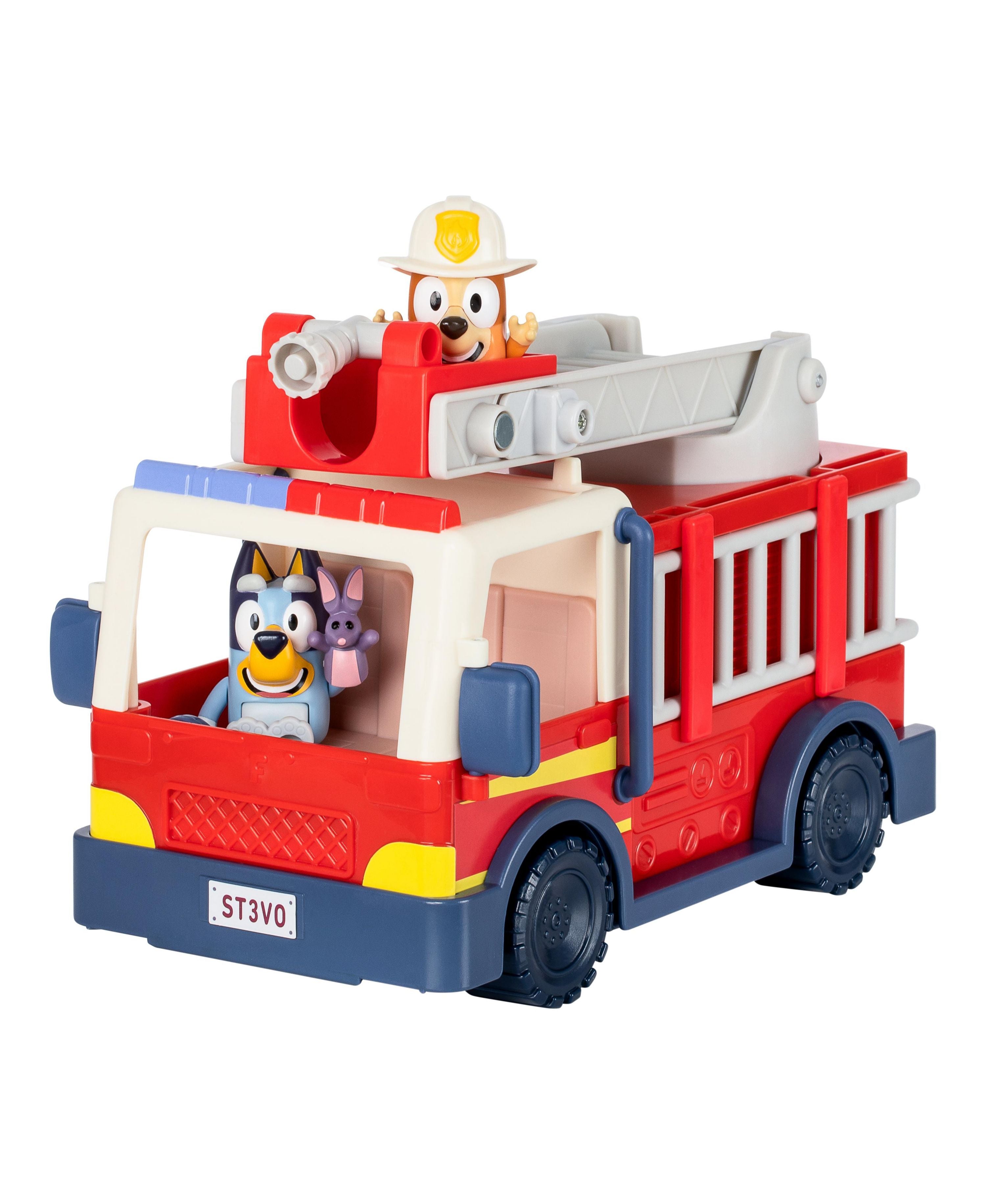 Bluey S10 Fire Truck Playset with 2 Figures, Ladder & Accessories - Interactive Toy for Kids Ages 3+ | Pretend Play, Birthday Gift & Collectible for Bluey Fans