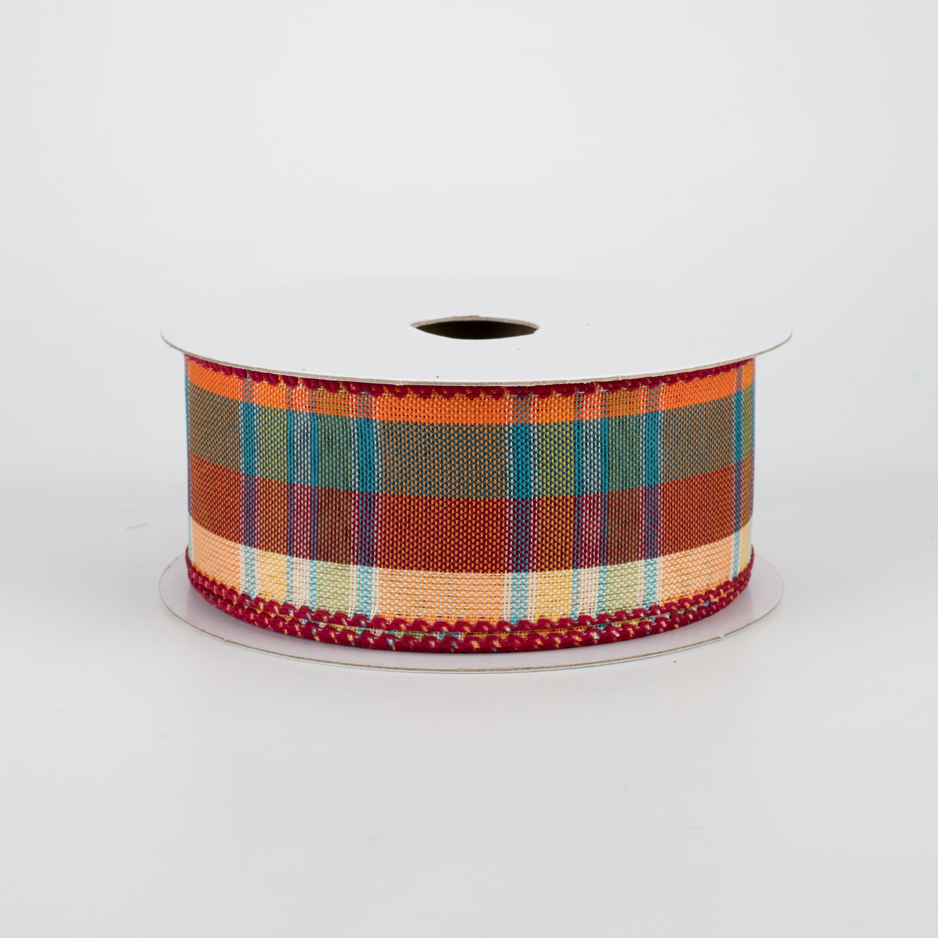 1.5 Inch Plaid Fall Ribbon - Teal and Orange Decorative Ribbon (10 Yards) for Gift Wrapping, DIY Crafts, Seasonal Decorations, and Autumn Home Decor