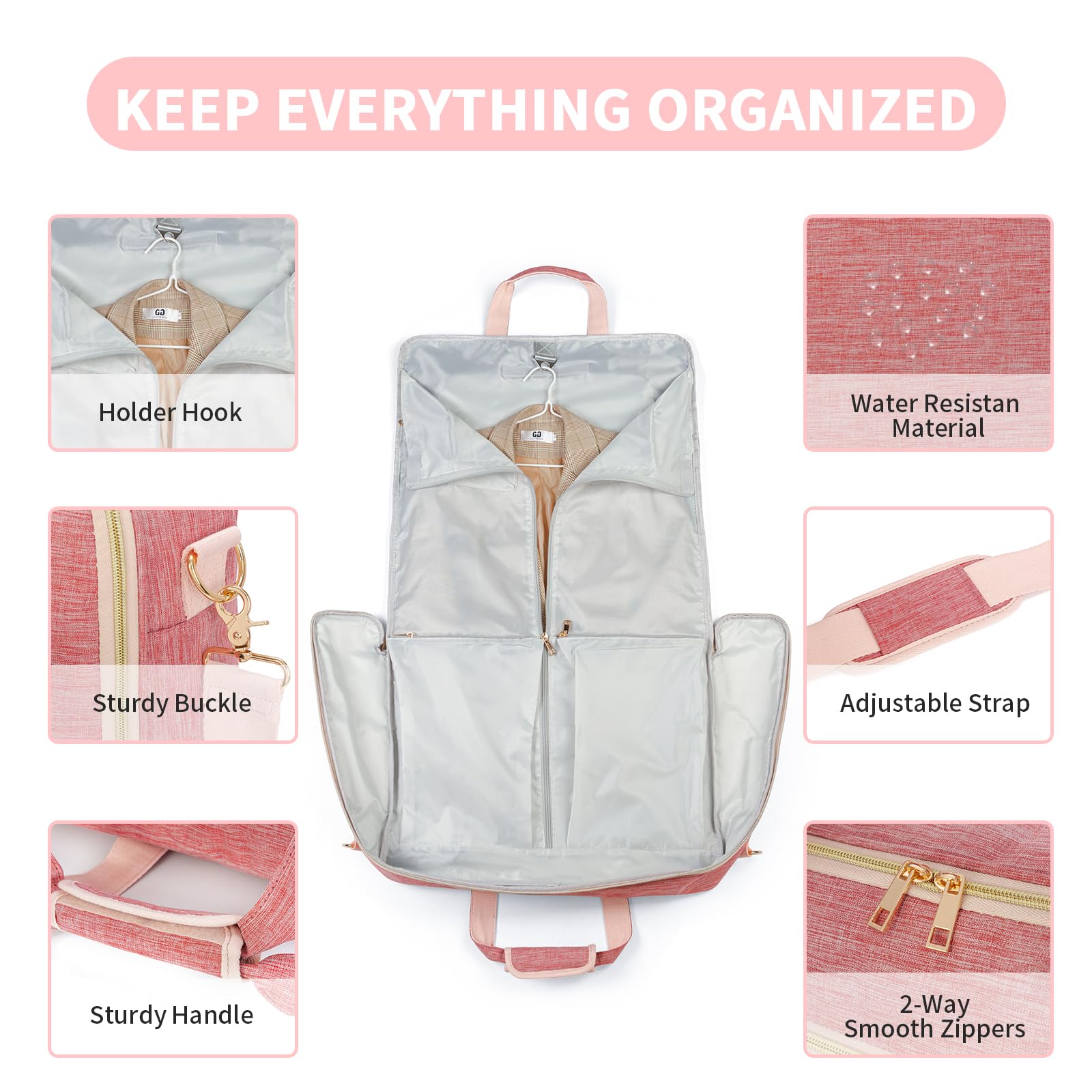 Large Travel Garment Bag with Adjustable Strap - Perfect for Suits & Dresses