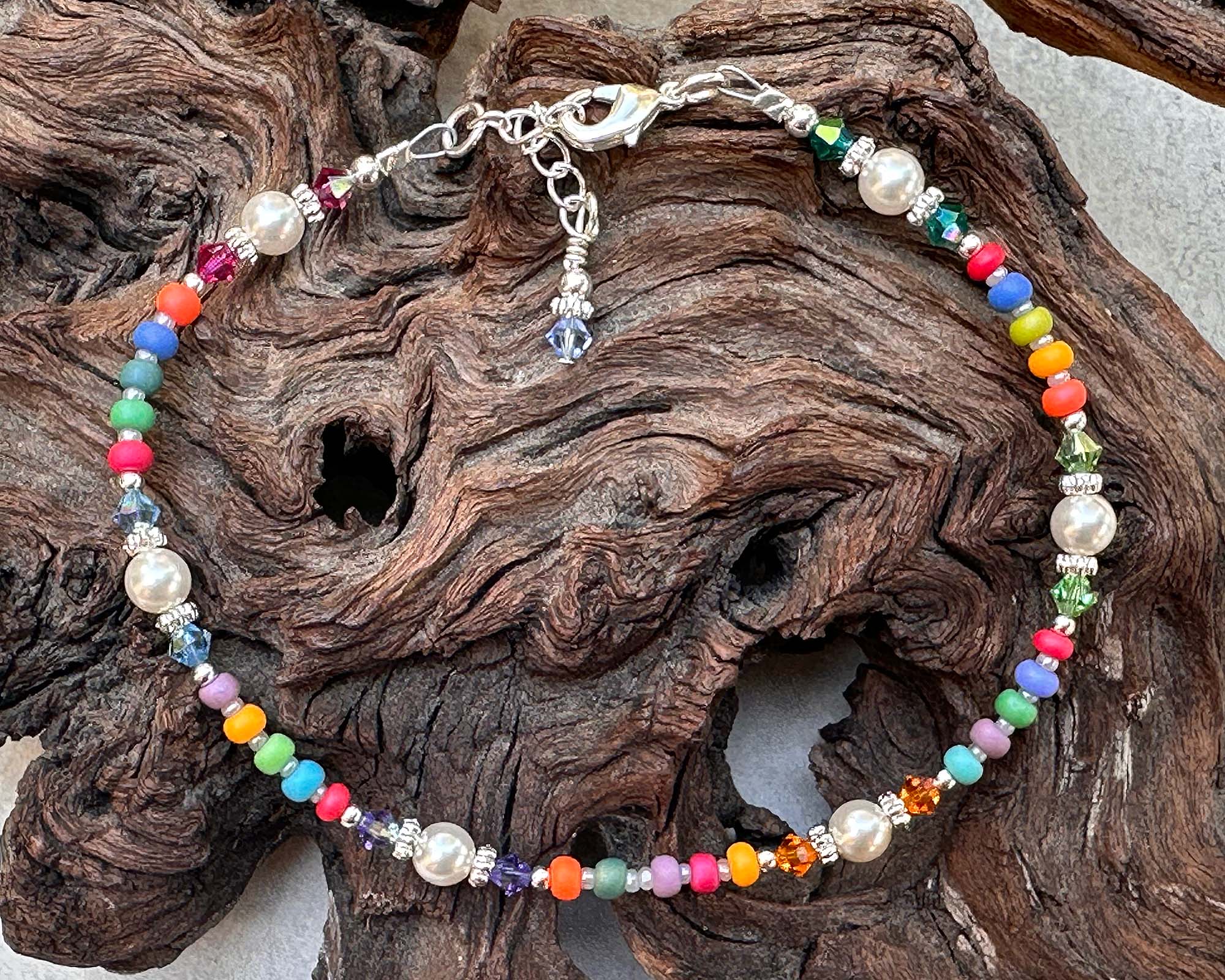 10 Pack Summer Candy Rainbow Beaded Anklets for Women - Colorful Bohemian Beach Ankle Bracelets - Perfect for Music Festivals, Vacations & Summer Outfits
