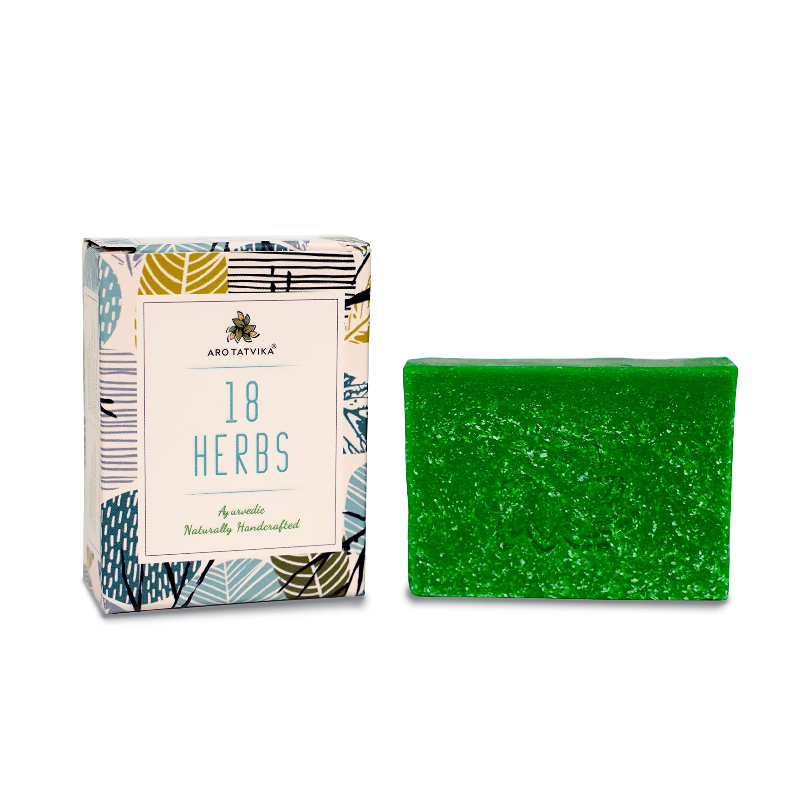 Arotatvika 18 Herbs Handmade Moisturizing Soap for Face & Body - Natural Oil Control, Healthy Skin Care with Long Lasting Soothing Scent - Suitable for All Skin Types - 100g Bar - Perfect for Daily Cleansing, Spa & Relaxation