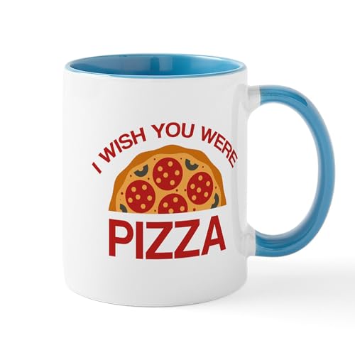 White/Blue Inside - I Wish You Were Pizza Mug
