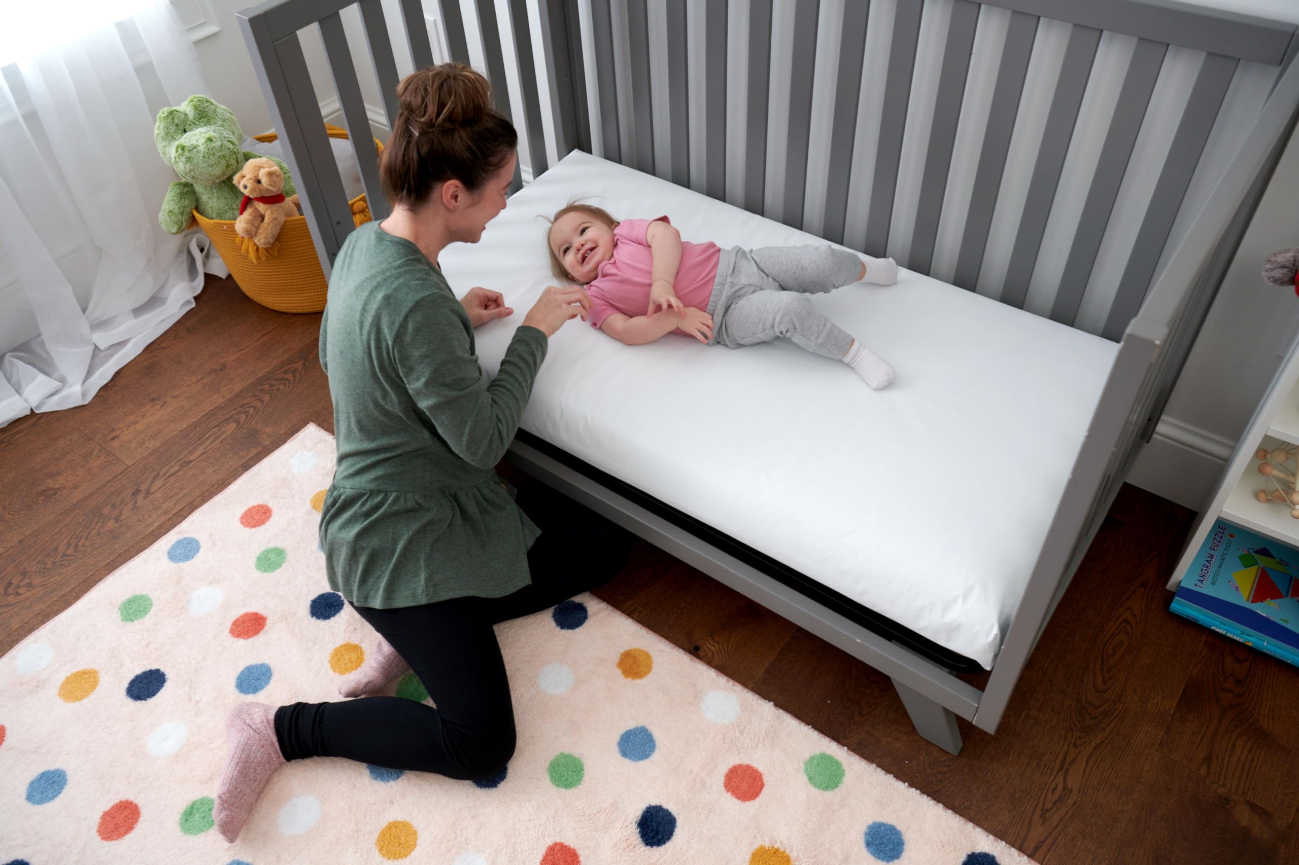 Lullaby Earth Baby Crib Mattress - Lightweight Waterproof Infant & Toddler Mattress for Cribs - Non-Toxic Hypoallergenic 52