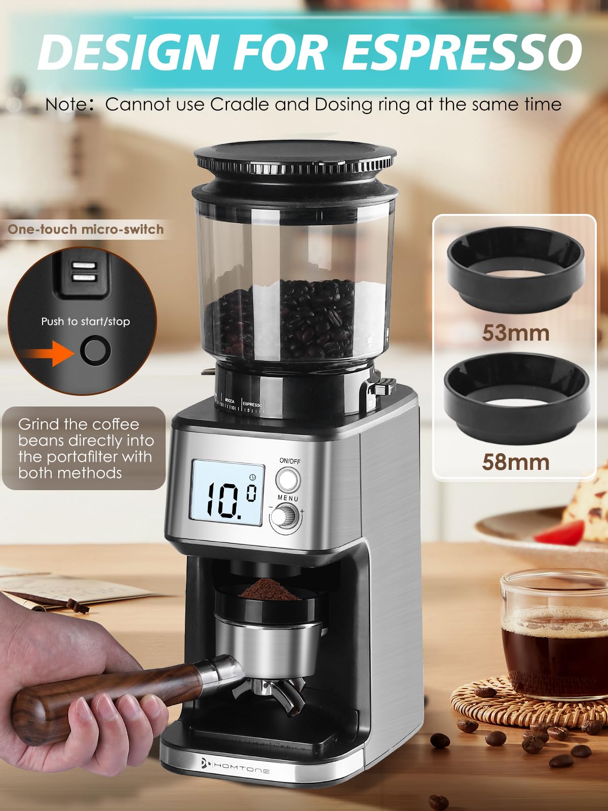 Premium Electric Coffee Grinder with Conical Burr - 51 Precise Settings, Anti-Static Design, Digital Display for Espresso & Drip Coffee - Perfect for Home Baristas & Coffee Enthusiasts (120V, 2-12 Cup Capacity) - Ideal for Morning Brews, Office Use & Entertaining Guests