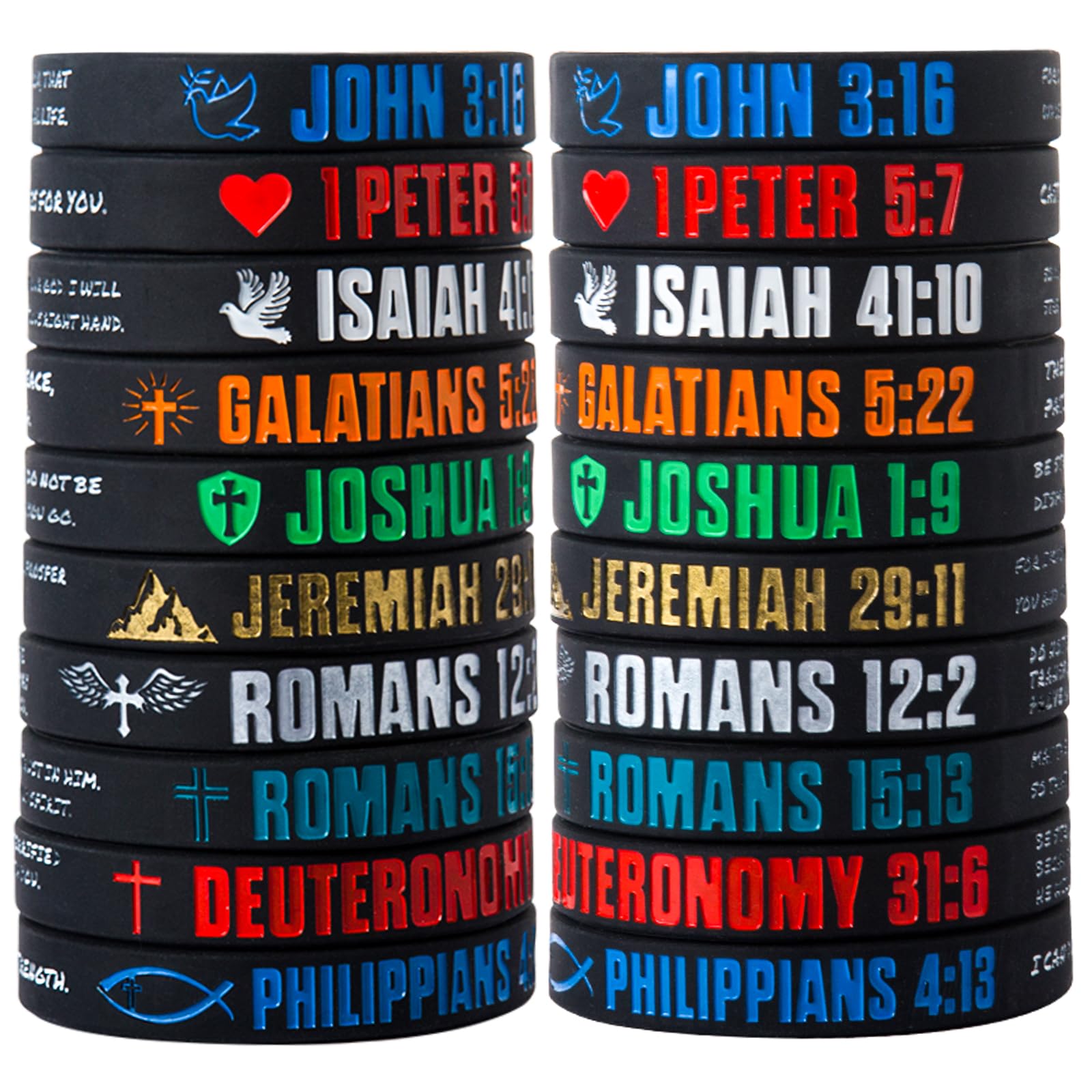 12 Pack Christian Bible Verse Silicone Wristbands - Inspirational Religious Rubber Bracelets with Scripture for Men & Women - Faith-Based Gifts for Church, Bible Study & Daily Encouragement