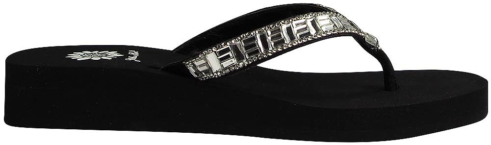 Yellow Box Women's Pleasant Flip Flop Thong Sandal - Clear Black Comfortable Beach Pool Slides 39009-10B(M) US for Summer Vacation & Casual Wear