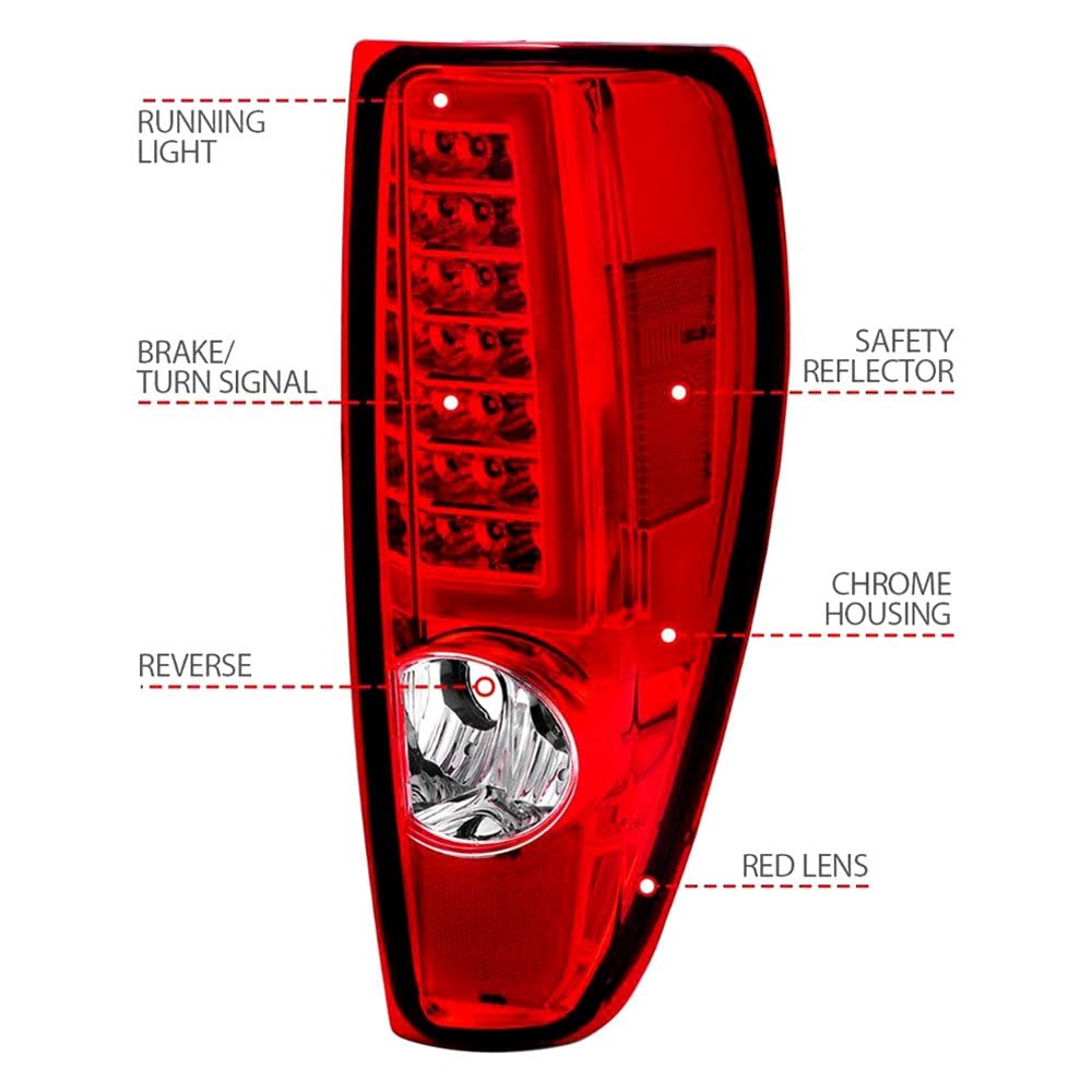 ANZO 2004-2012 Chevrolet Colorado & GMC Canyon LED Tail Lights with Light Bar - Chrome Housing Red/Clear - Upgrade for Enhanced Visibility & Style at Night