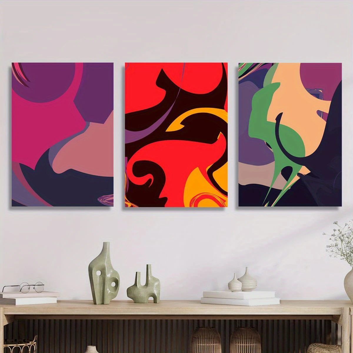 3-Piece Abstract Color Block Modern Pop Art Metal Wall Decor - Ready to Hang Contemporary Home & Office Wall Art for Living Room, Bedroom, or Office Decor