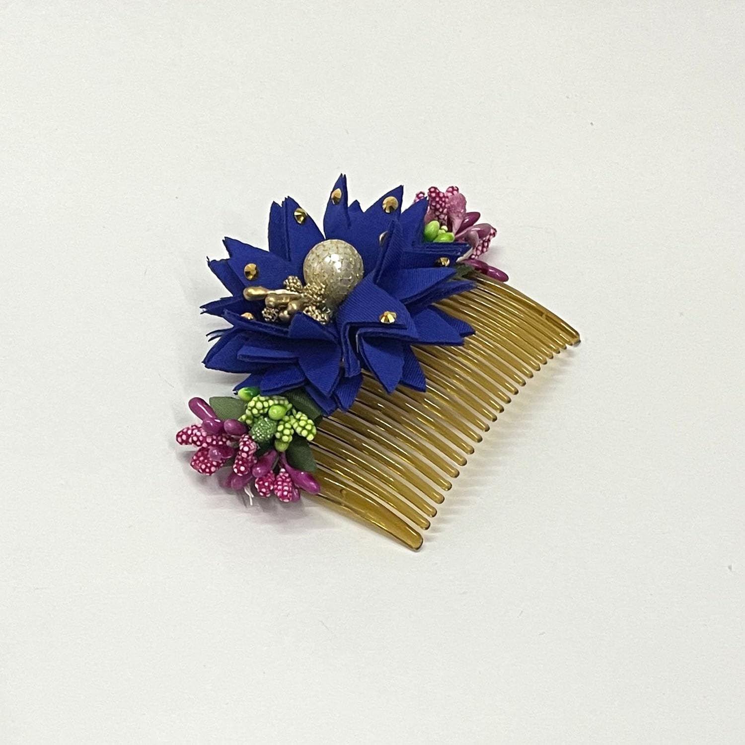 Stylish Women's Hair Accessories - Bridal Bun Comb Clips with Floral Design, Hair Brooch for Wedding & Special Occasions (Blue) | Perfect for Bridal Hairstyles, Prom, Parties & Formal Events