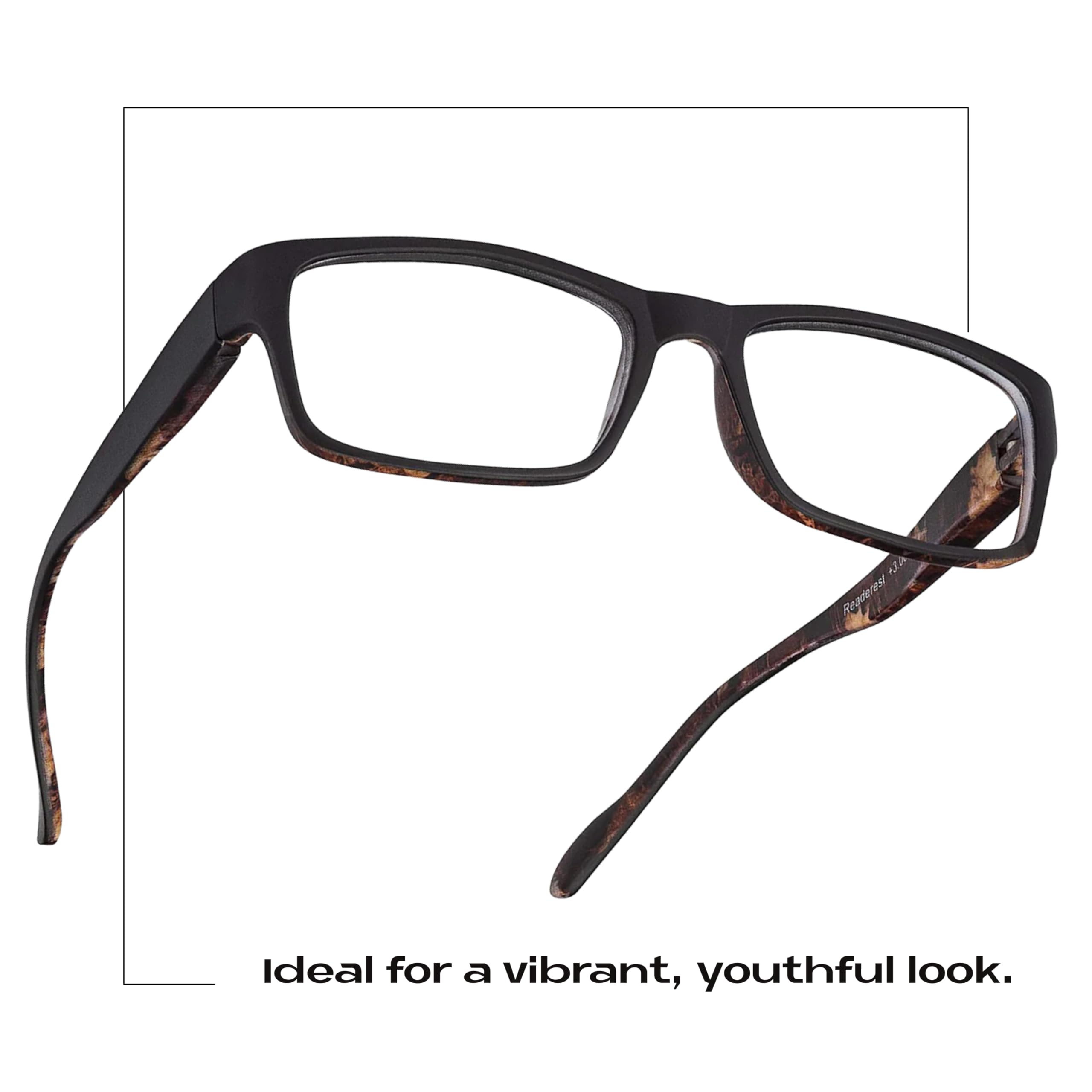 Readerest Blue Light Blocking Glasses for Computer & Reading - Anti Glare, UV Protection, Eye Strain Relief - Thin Reflective Lens (Black/Camo, 0.00 Magnification) - Stylish Unisex Eyewear for Office, Gaming & Digital Screen Use