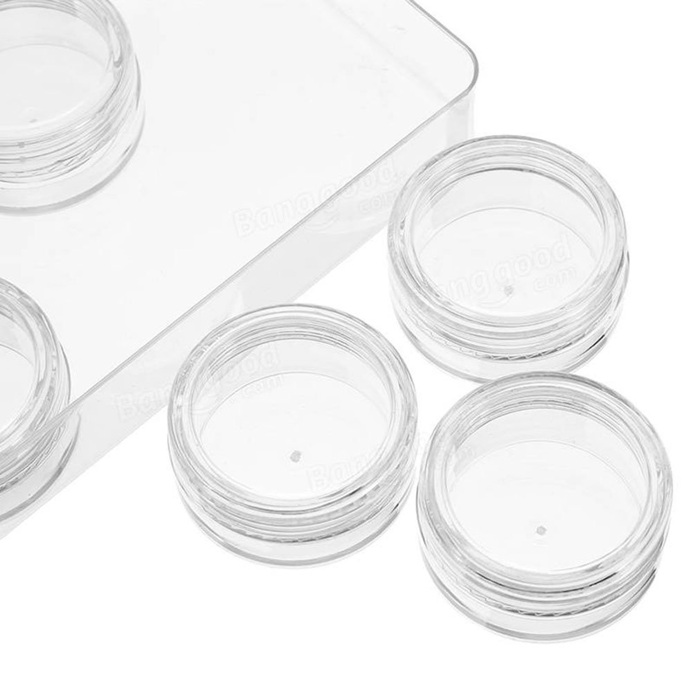 12-Pack Refillable Clear Round Plastic Jars with Screw Lids - 5g Empty Cosmetic Containers for Eyeshadow, Face Cream & Bead Storage | Travel-Friendly Makeup Sample Tins | Ideal for DIY Beauty Products, Travel Kits & Small Item Organization