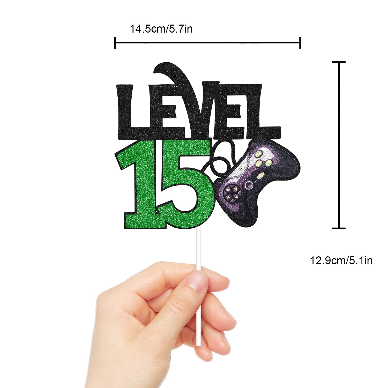 Level 15 Game Birthday Cake Topper - Video Game Themed 15th Birthday Party Supplies for Boys - Level Up Gaming Party Decorations - Perfect for Cake Decorating, Gaming Theme Parties & Teen Birthday Celebrations