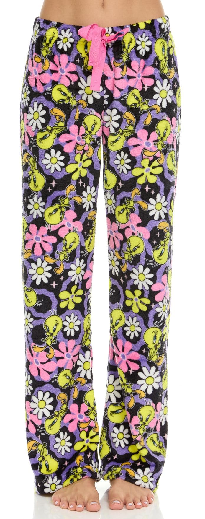 Women's Plush Fleece Pajama Pants - Spongebob, Rick and Morty, Snoopy, Garfield & Looney Tunes Cartoon Print - Soft Lounge Pants for Women - Perfect for Sleepwear, Relaxing at Home & Gift Giving
