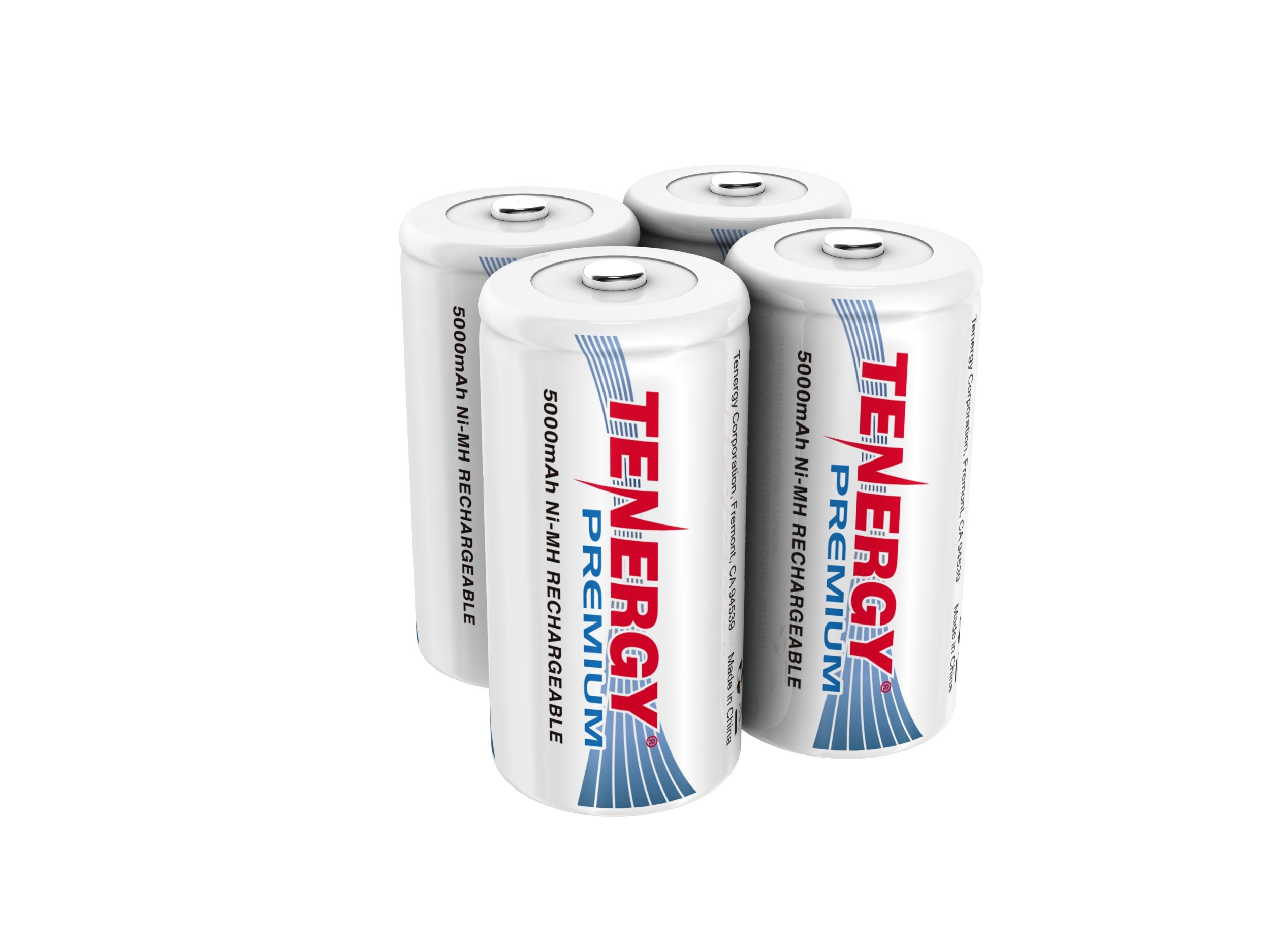 Tenergy Premium 5000mAh NiMH Rechargeable C Batteries - 4-Pack High Capacity C Cell Batteries for Flashlights, Toys, Radios & Emergency Devices
