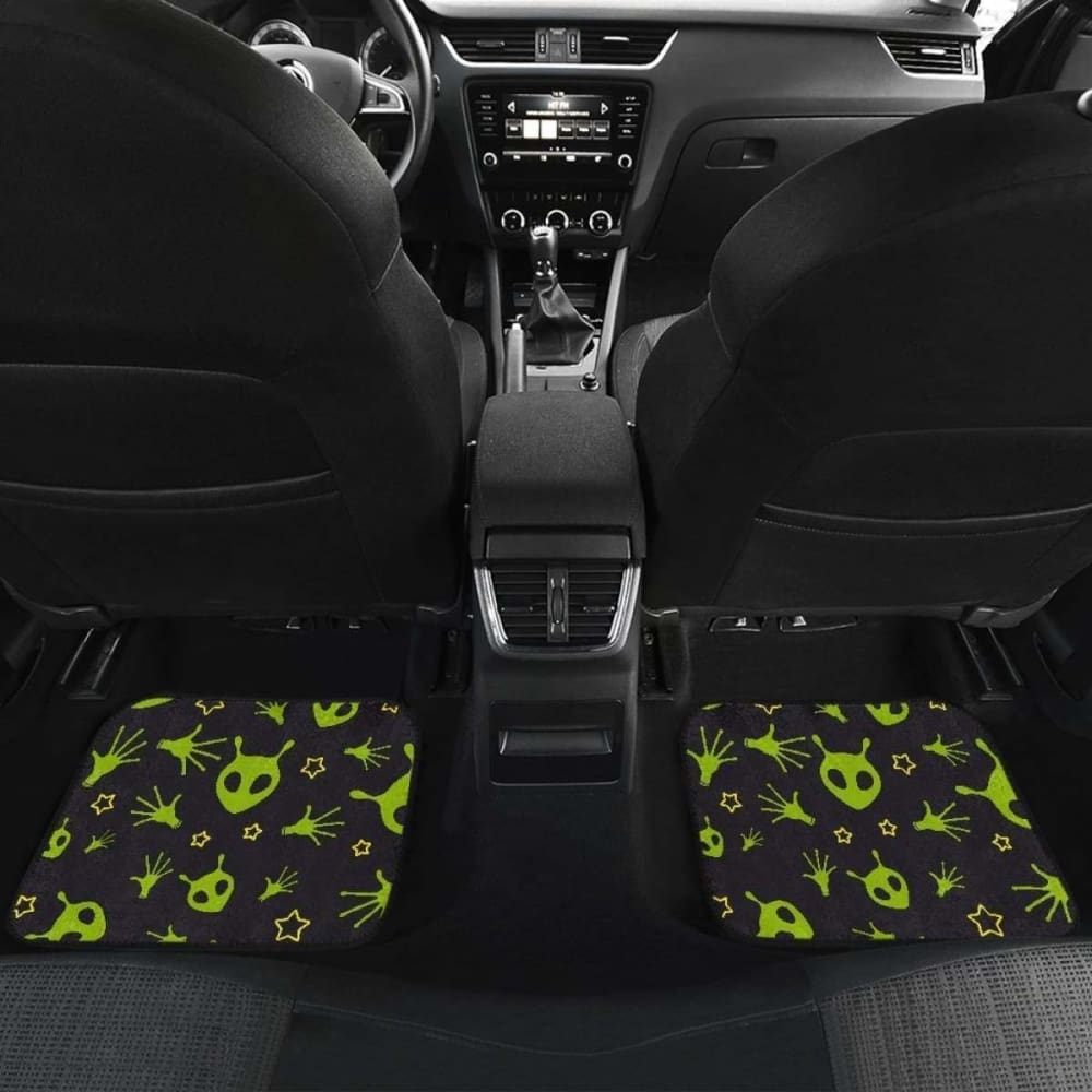 Alien Pattern Print Car Mats Set - Front and Back Custom Fit Floor Mats for Cars - Durable Non-Slip Auto Accessories for Sedan, SUV, Truck | Perfect for Road Trips, Daily Commute & All-Weather Protection