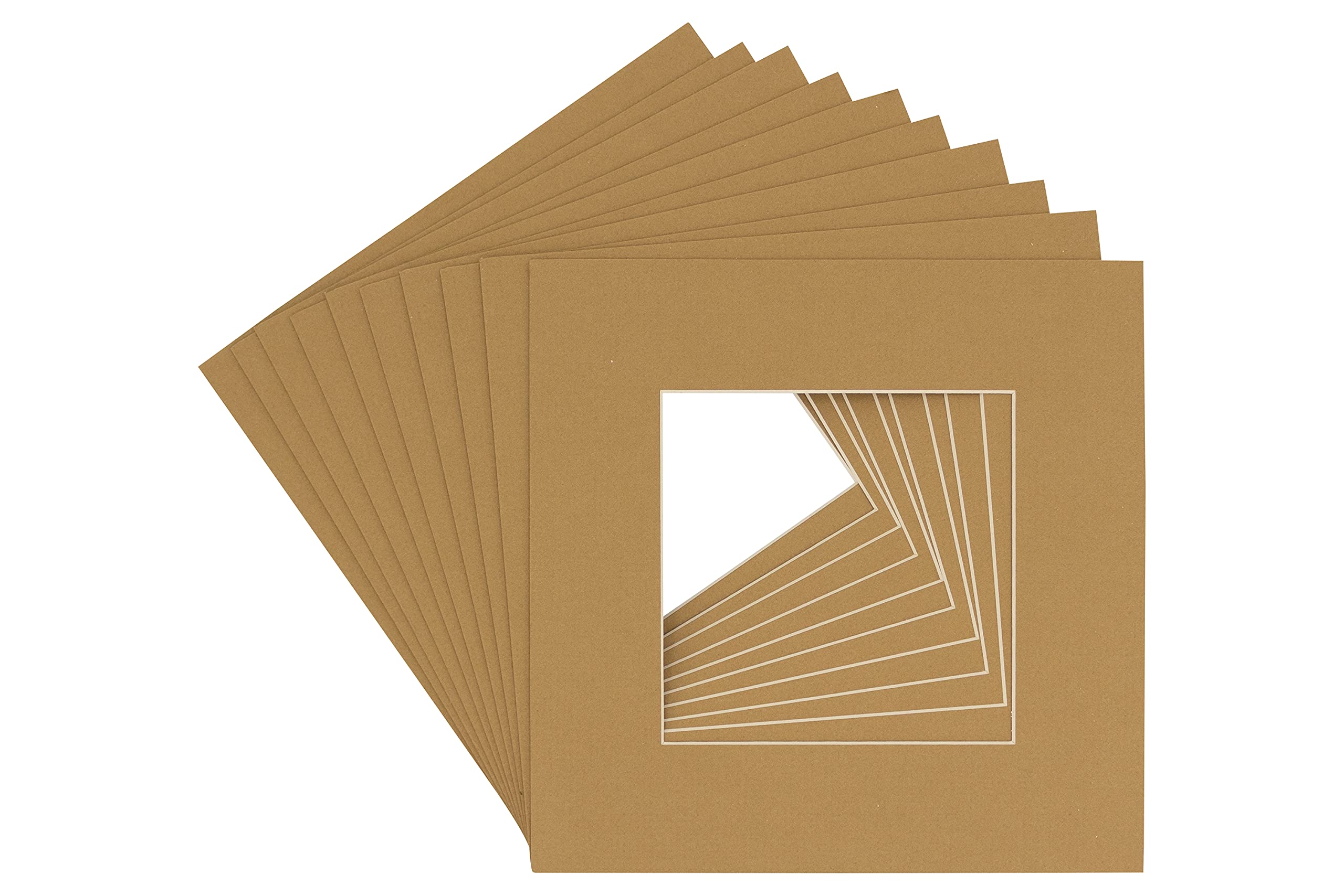 16x16 Inch Rattan Beige Precut Picture Matboard - Acid Free Bevel Cut Mat for 8x8 Photos - Pack of 25 Mats with Backing Boards & Clear Bags - Perfect for Framing Artwork, Displaying Photos, and Home Decor