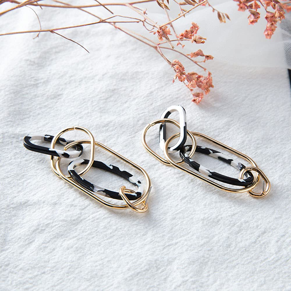 Stylish Acrylic Leopard Print Long Pendant Earrings for Women - Geometric Resin Oval Dangle Earrings - Fashion Statement Jewelry for Parties, Date Night & Special Occasions