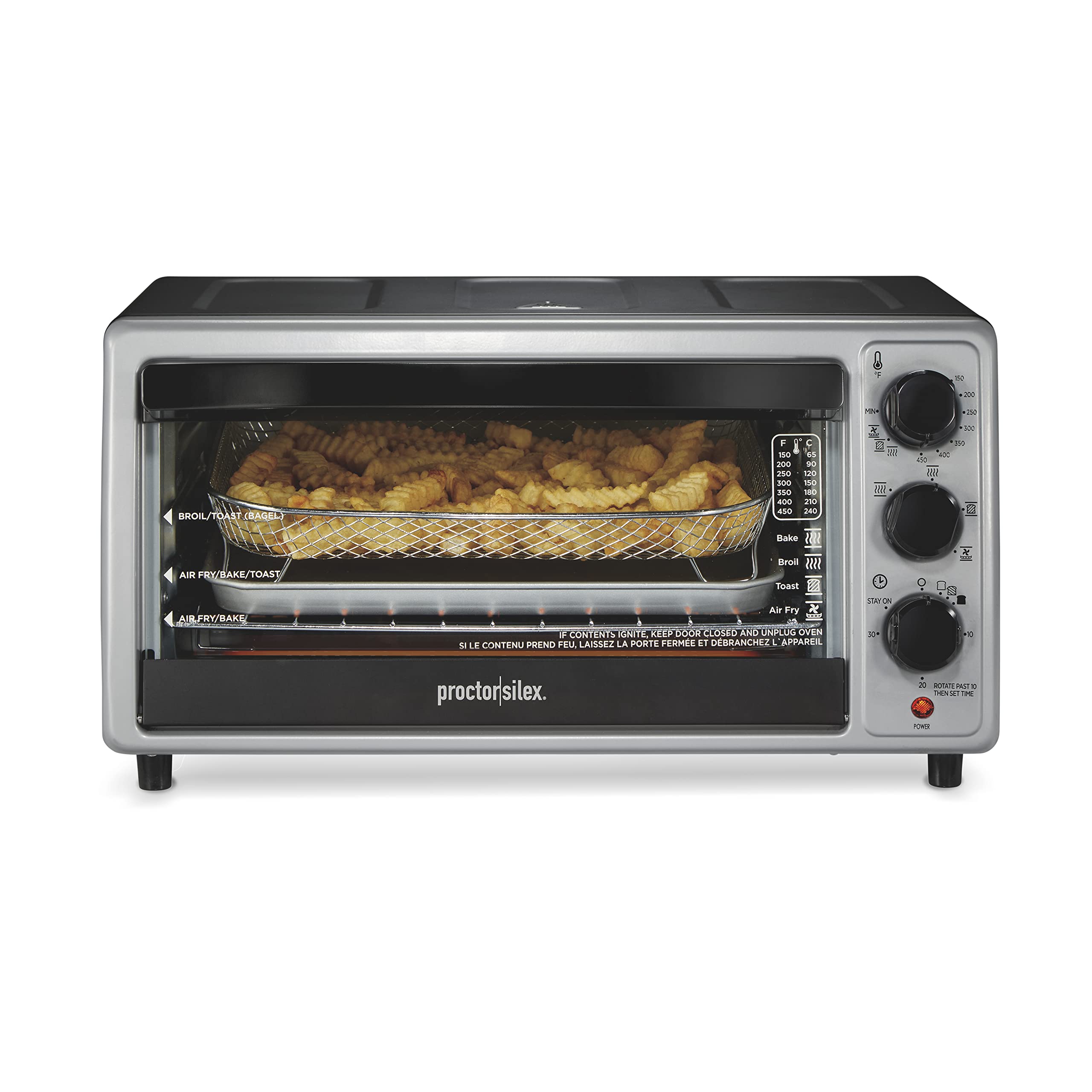 Proctor Silex 4-in-1 Air Fryer Toaster Oven Combo with Convection, Bake & Broil Functions - 6-Slice or 12