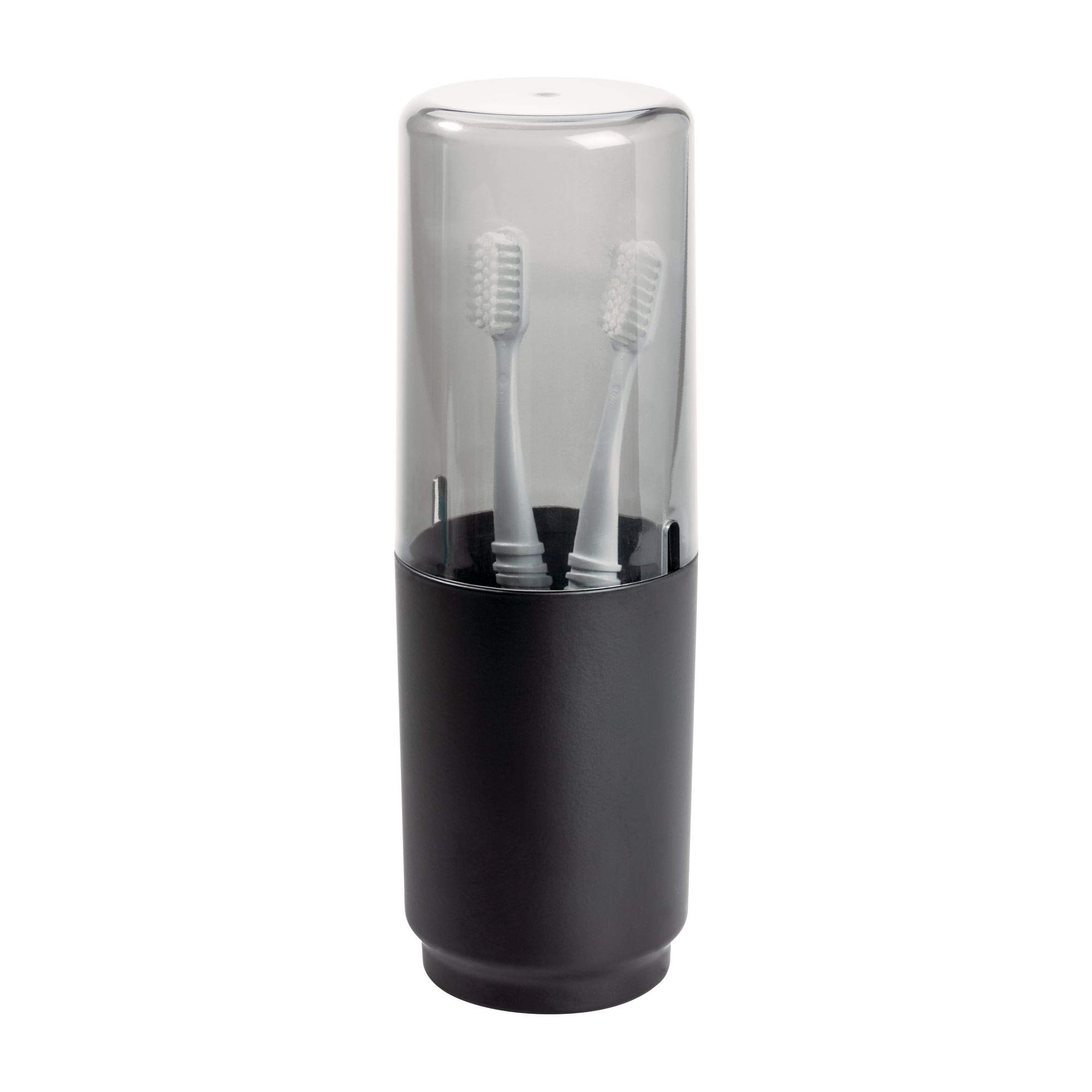 iDesign Austin Covered Toothbrush Holder - Organize Regular & Electric Toothbrushes - Perfect for Bathroom Countertop & Travel Storage