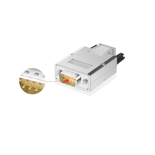 DB9 Male Solderless Shielded Metal Hood RS232 D-SUB Serial Adapter - Breakout Connector for Industrial Automation, CCTV & Computer Networking