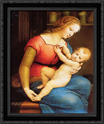 Virgin of the House of Orleans 20x24 Inch Black Ornate Wood Framed Canvas Art Print by Raphael - Perfect for Living Room, Bedroom & Office Wall Decor
