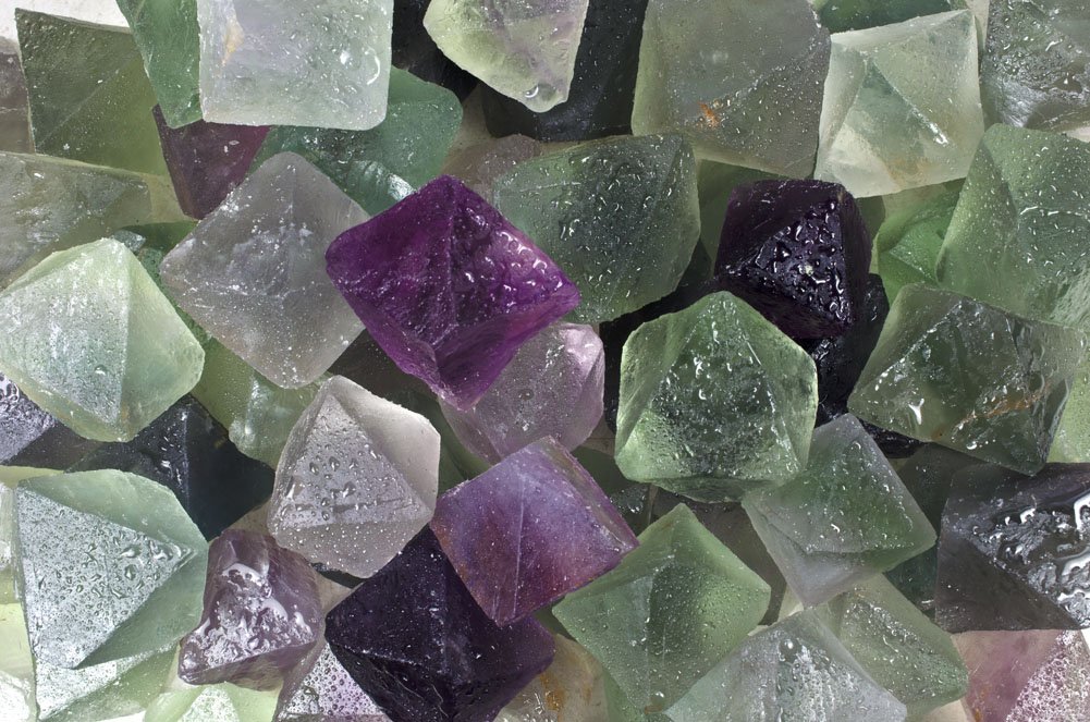 Natural Rainbow Fluorite Octahedron Crystals 3 lbs - Unpolished Healing Stones for Meditation, Reiki & Energy Work - Large Size Raw Crystals from China