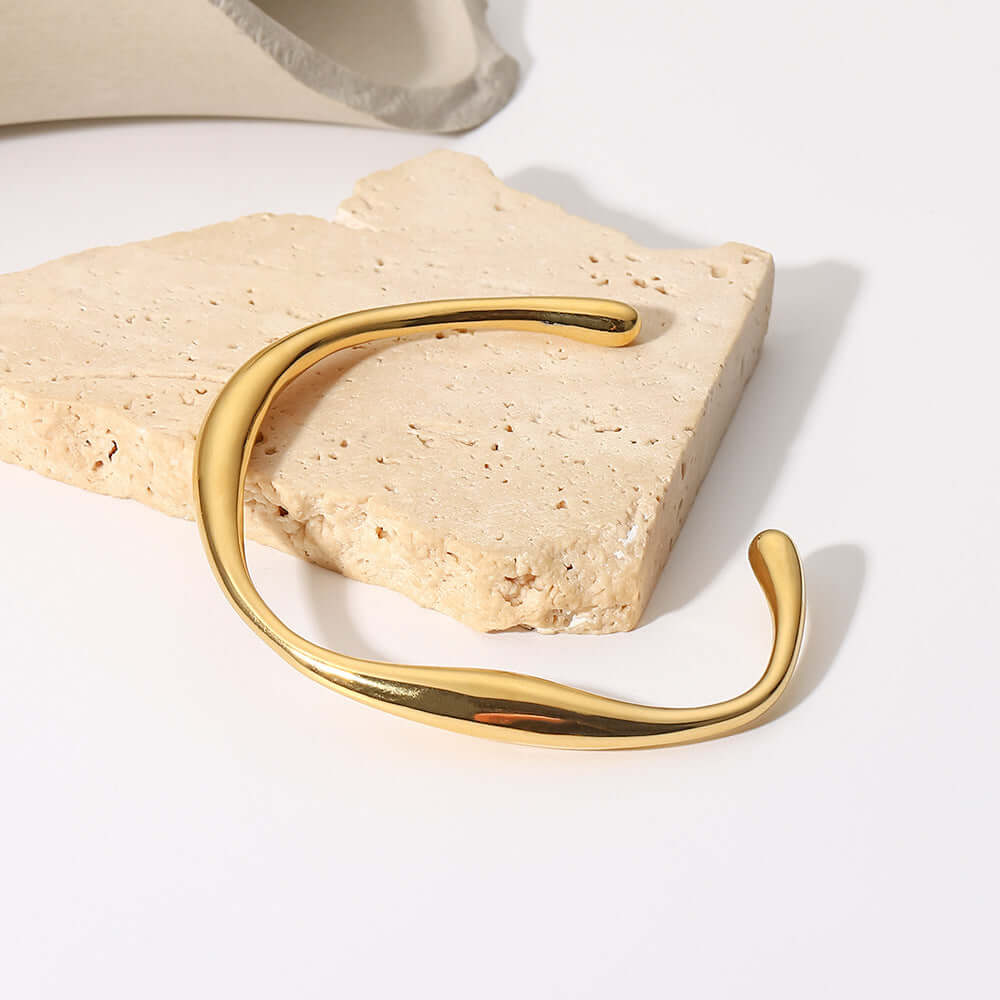 18K Gold Plated Minimalist Cuff Bangle Bracelet for Women - Elegant Stackable Jewelry Gift for Birthday, Anniversary & Special Occasions | JDB289