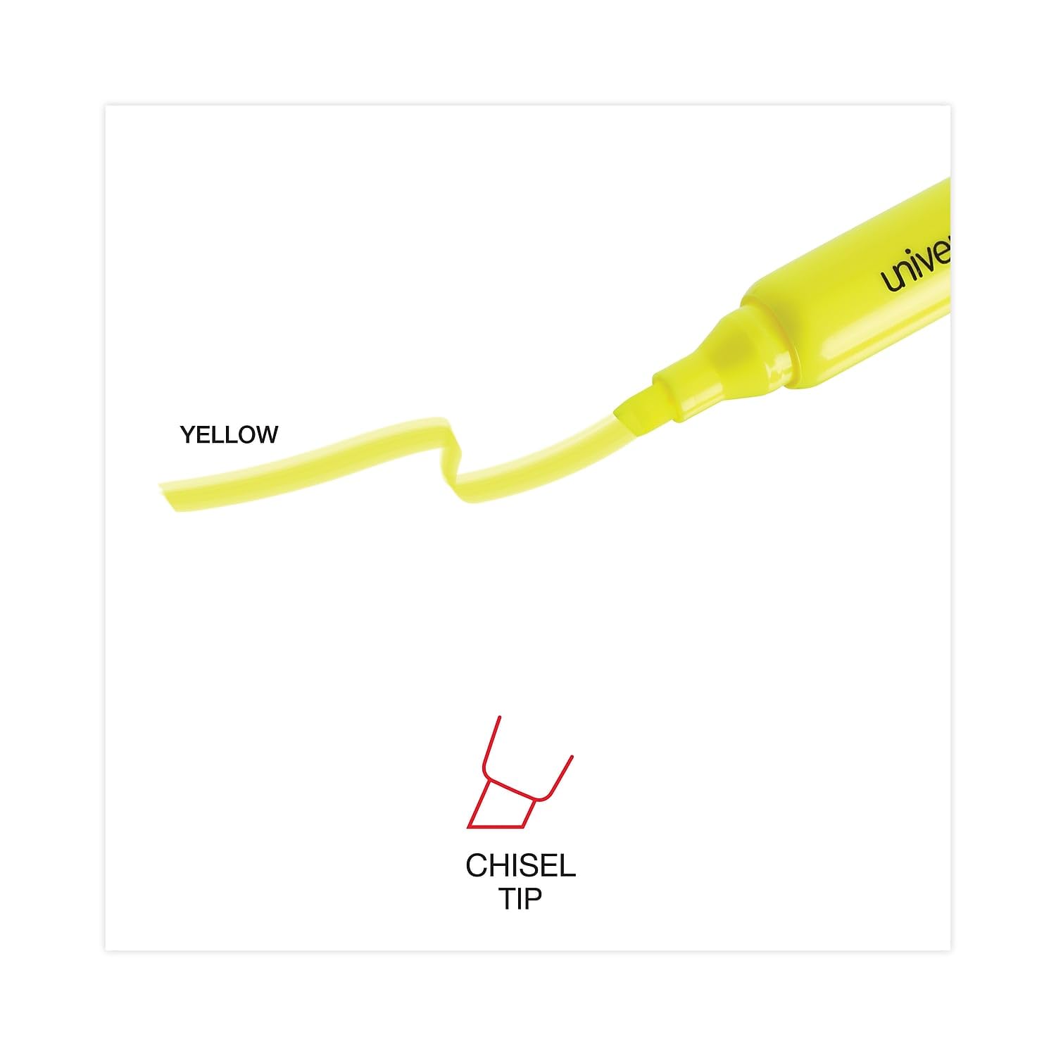 Universal 08866 Desk Highlighter, Chisel Tip, Fluorescent Yellow, 36-Pack - Ideal for Office, School, and Study Note-Taking