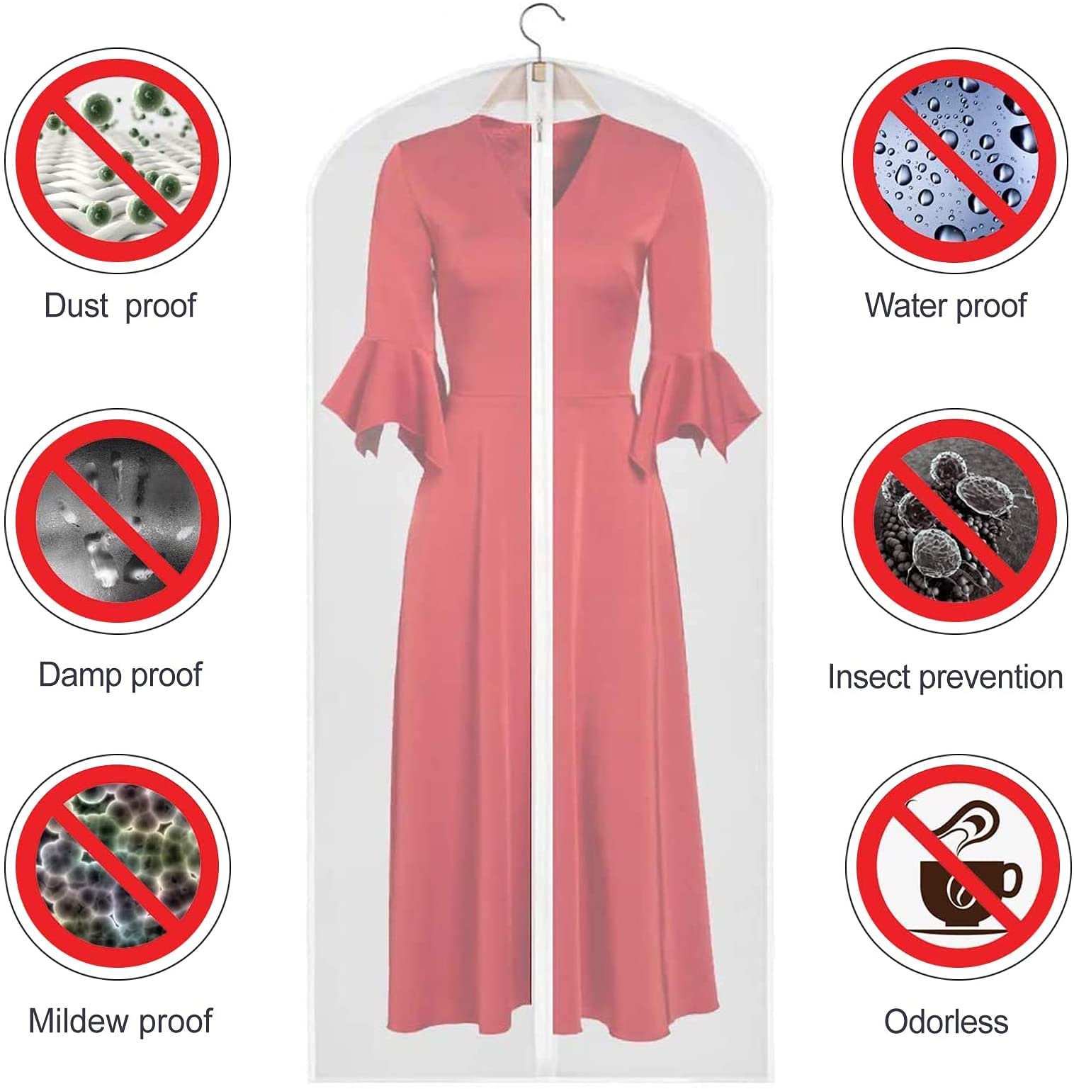 12 Pack Clear Hanging Garment Bags - 24
