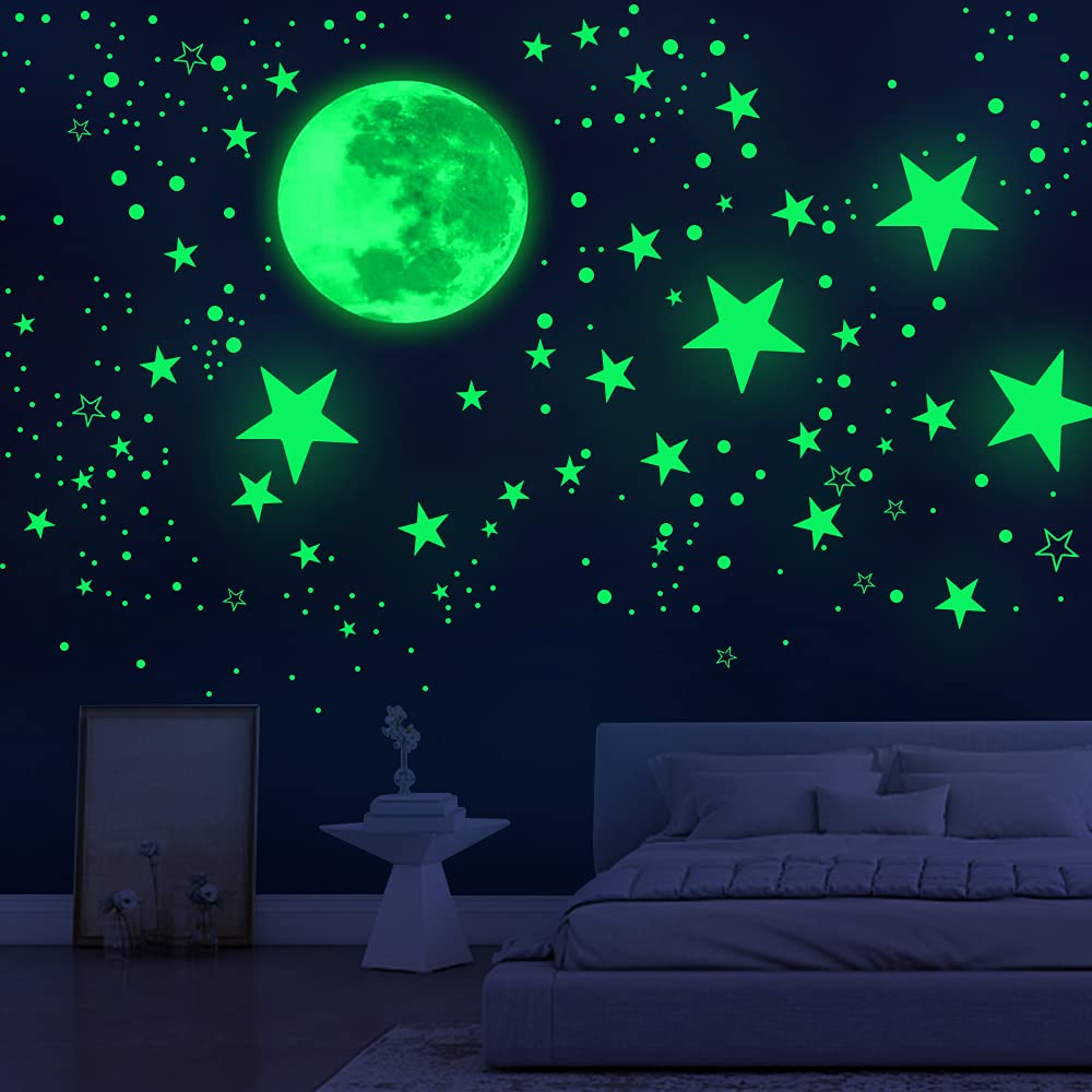 Glow in The Dark Stars for Ceiling - Self-Adhesive Wall Stickers for Kids Bedroom Decor, Boys & Girls Room, Playroom - Perfect for Nursery, Birthday Gifts & Night Sky Themed Room Decorations