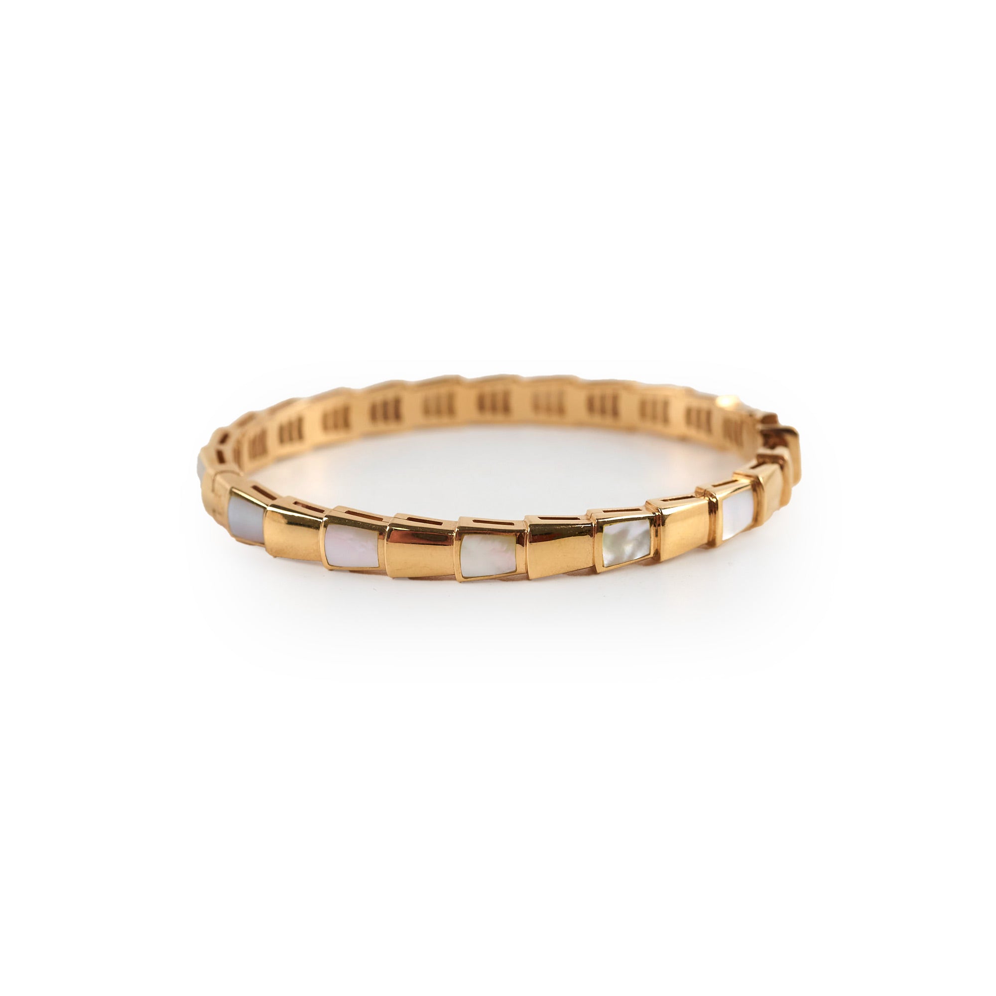 Bulgari Serpenti Viper White Mother of Pearl Bracelet in Pink Gold - Size S | Luxury Italian Jewelry for Women, Perfect for Gifts, Weddings & Special Occasions