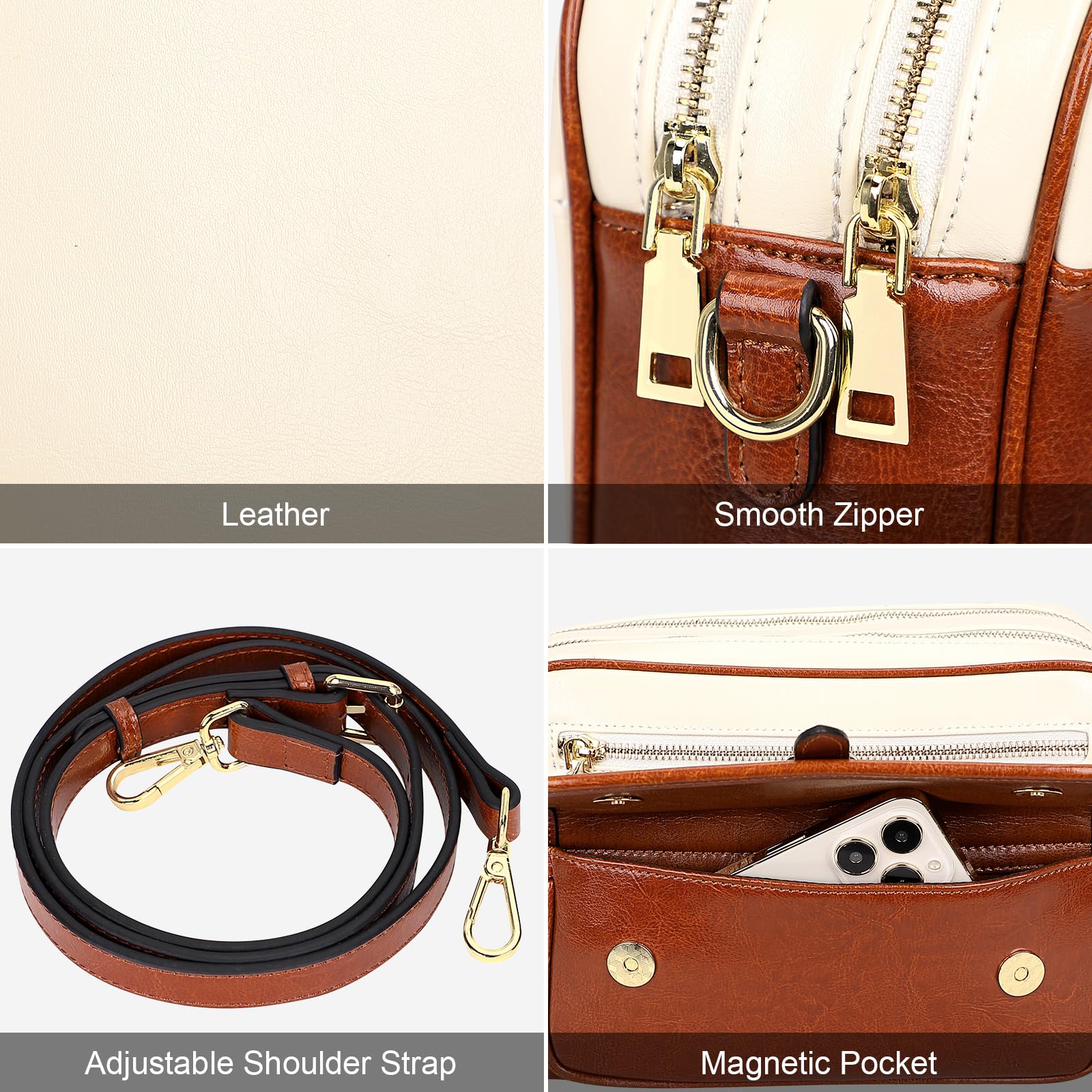 Premium Genuine Leather Crossbody Bag for Women - Stylish Messenger Purse with Double Main Pockets | Perfect for Work, Travel & Everyday Use