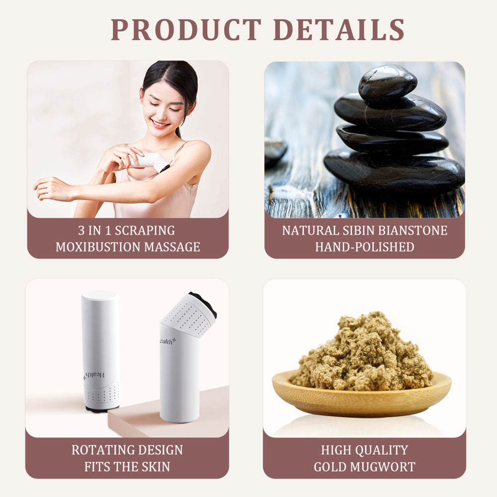 Health+ Gua Sha Wand for Face & Body - Natural Jade Stone Massage Tool for Relaxation & Skin Care - Perfect for Home Spa & Self-Care Routine