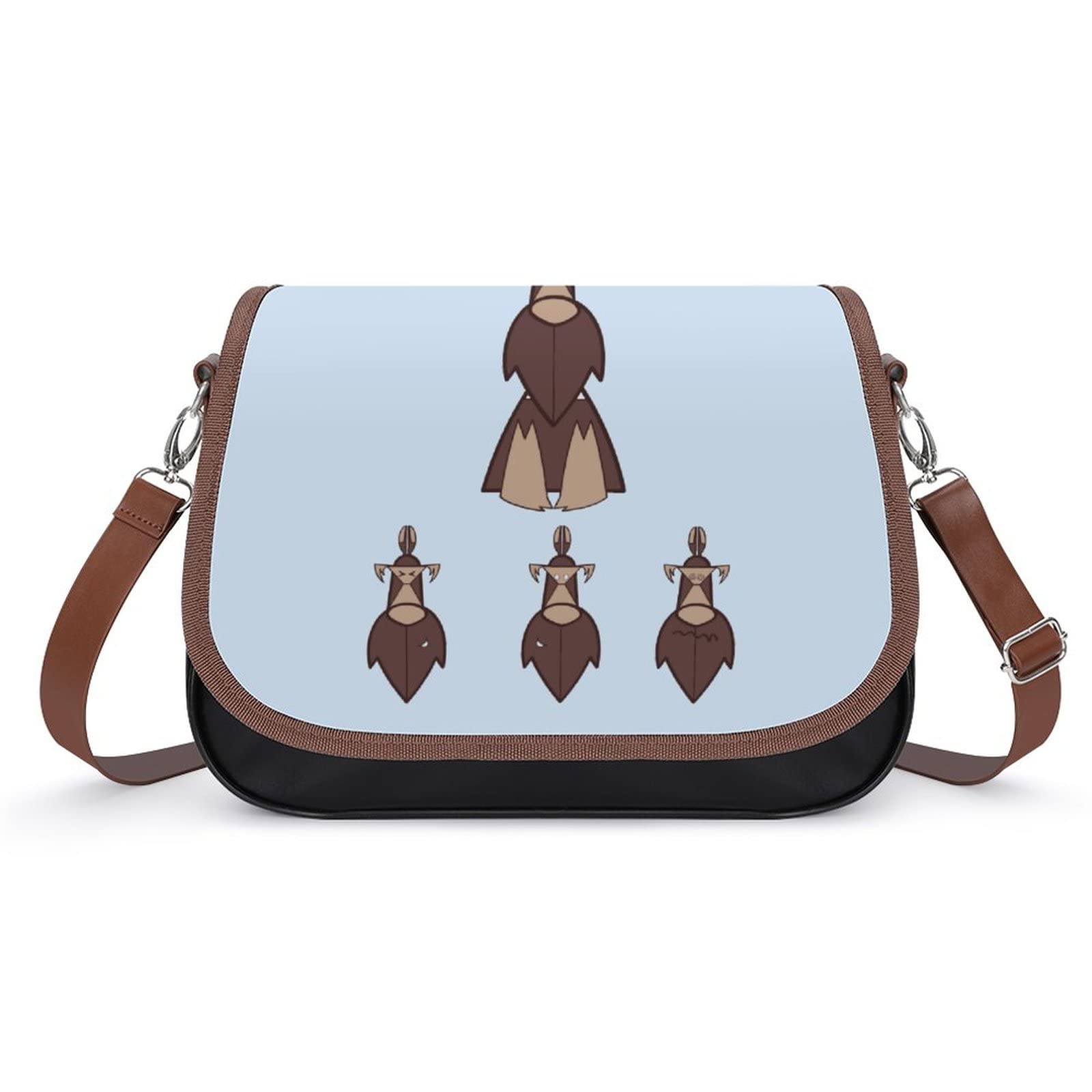 Stylish Women's Crossbody Leather Satchel Bag - Cute Cartoon Gorilla Print Shoulder Messenger Purse for Casual Outings, Travel & Daily Use