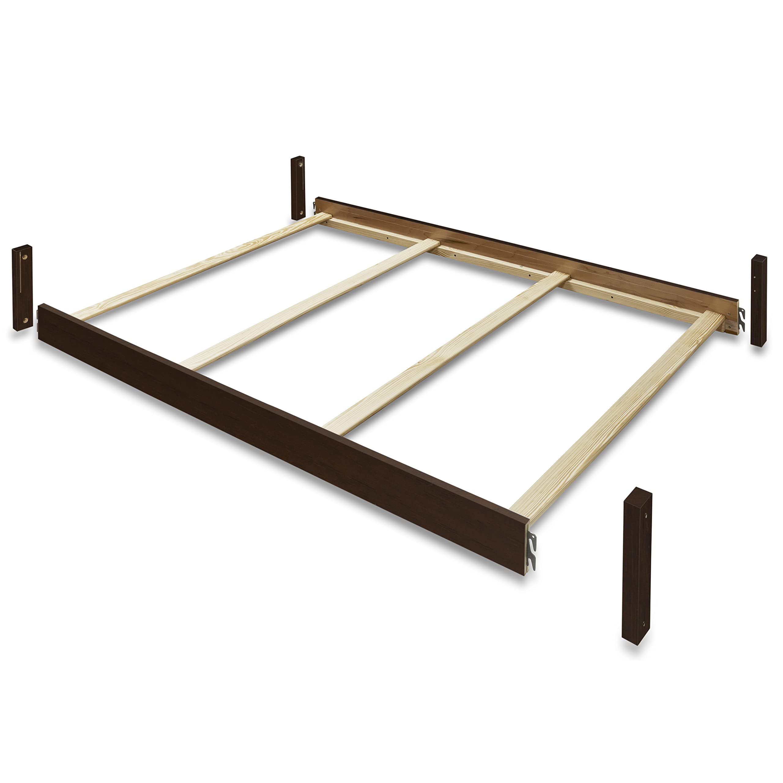 Sorelle Furniture Convertible Crib Rail - Wooden Toddler to Full-Size Bed Conversion Kit (Espresso #221) - Safe Transition for Growing Kids - Perfect for Nursery, Daycare & Guest Rooms