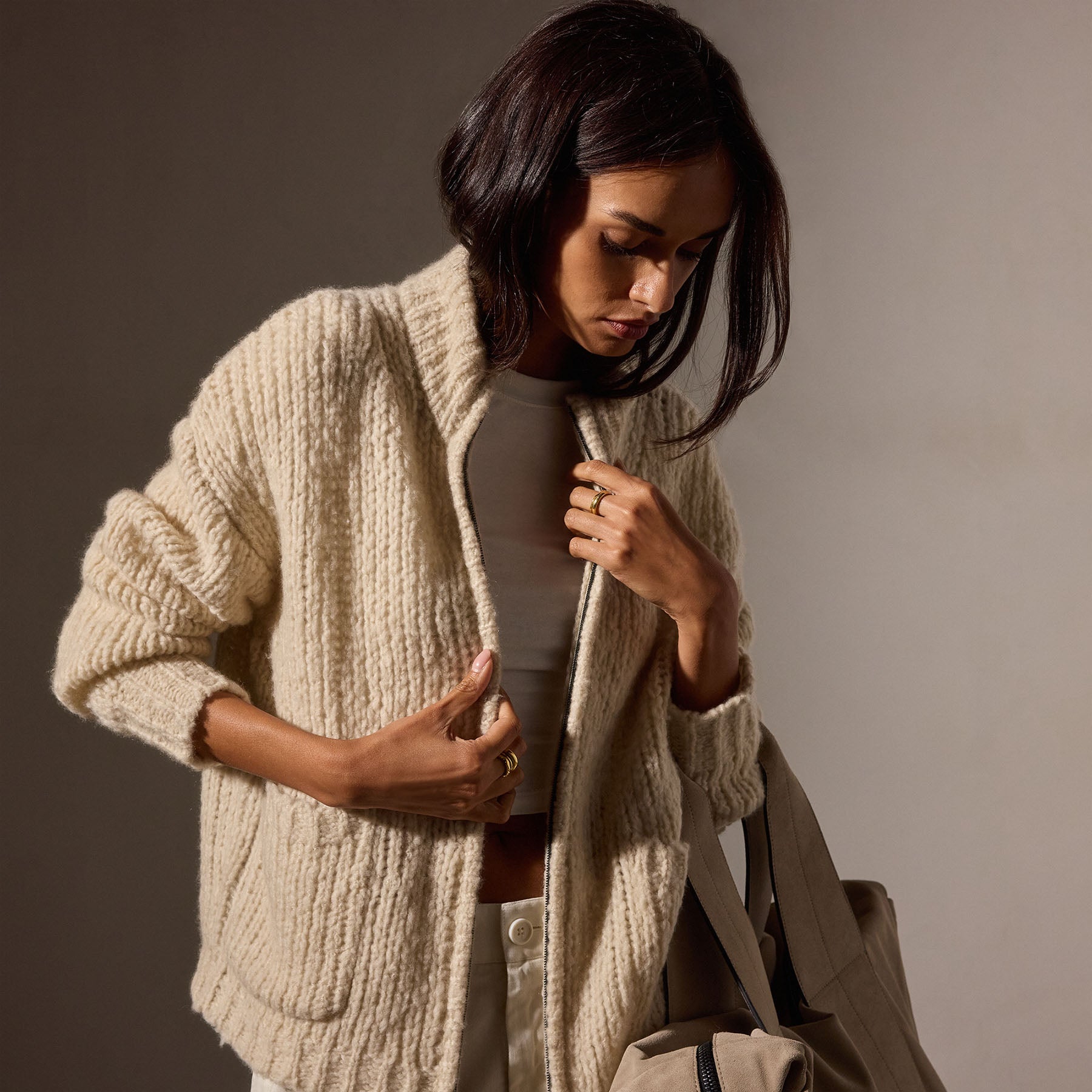 Cloud Knit Cardigan Women's Lightweight Open Front Sweater - Soft & Cozy Biscotti Color for Fall & Winter - Perfect for Layering, Office Wear & Casual Outfits