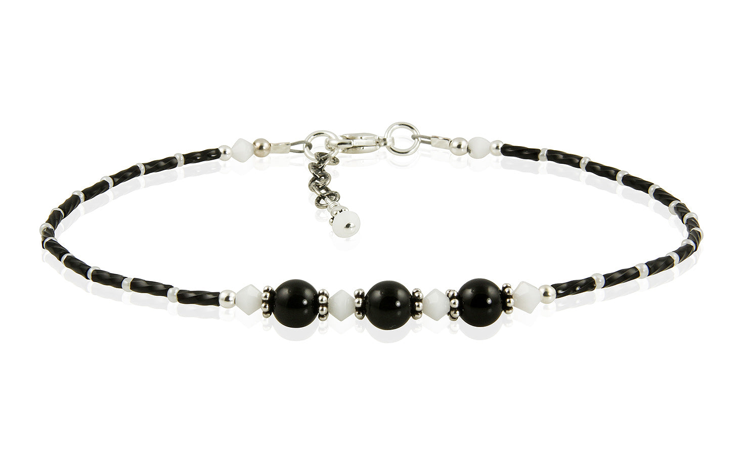 Elegant Black Gemstone Beaded Anklet for Women | Stylish Ankle Bracelet for Formal Events, Parties & Weddings | Perfect Evening Wear Accessory