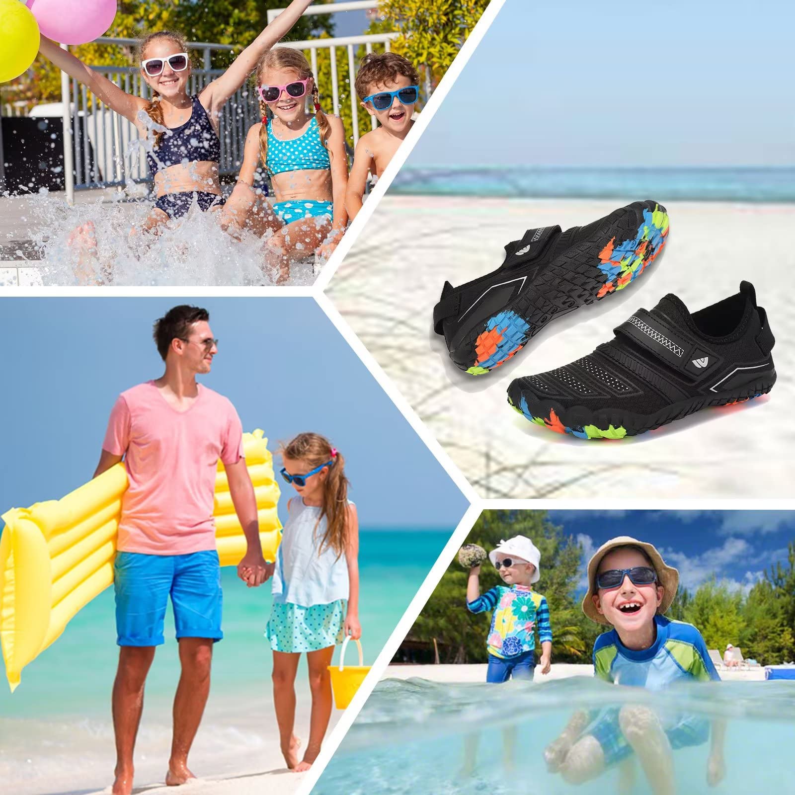**Boys & Girls Water Shoes - Lightweight Comfortable Sole for Easy Walking, Athletic Slip-On Aqua Socks (Toddler/Little Kid/Big Kid) - Perfect for Beach, Pool & Water Sports**