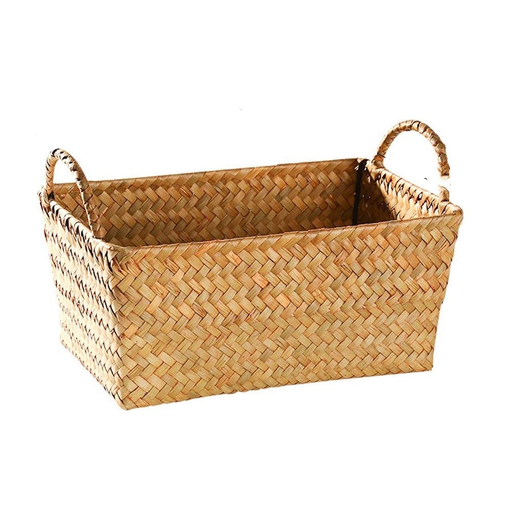 BUYT Large Rattan Laundry Basket with Lid - Stylish Storage Hamper for Blankets, Shoes, Towels & Plants - Perfect for Bedroom, Bathroom & Home Decor (Size: L)