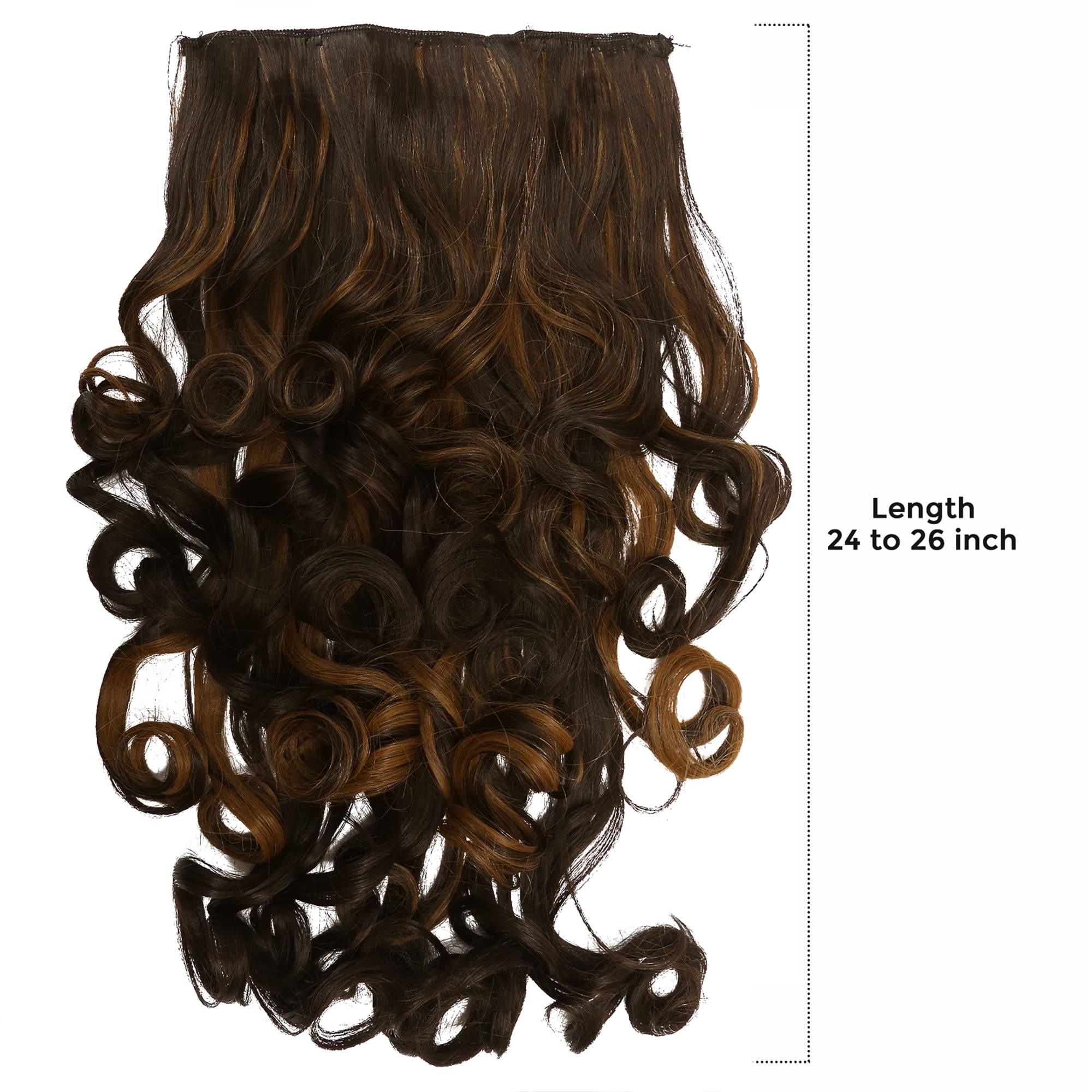 FLUSHIA 24-26 Inch Curly/Wavy Synthetic Hair Extensions with 5 Clips | Long Wavy Human Hair Wigs for Black Women | Perfect for Parties, Weddings & Daily Styling