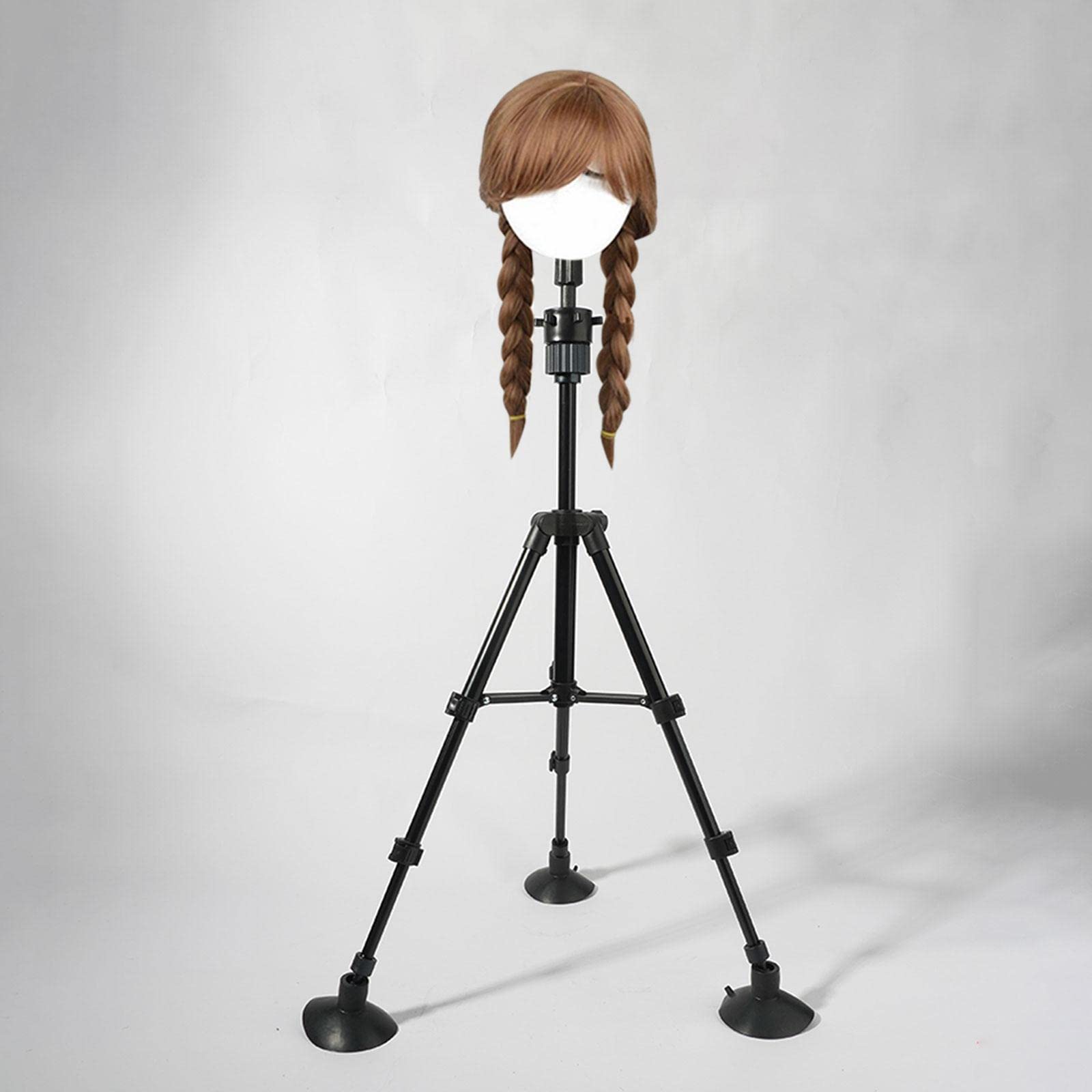 Harayaa Adjustable Wig Stand Tripod with Suction Cups (38-75cm) - Stable, Portable & Lightweight Mini Display for Synthetic & Human Hair Wigs | Perfect for Salon, Home Styling & Travel Use