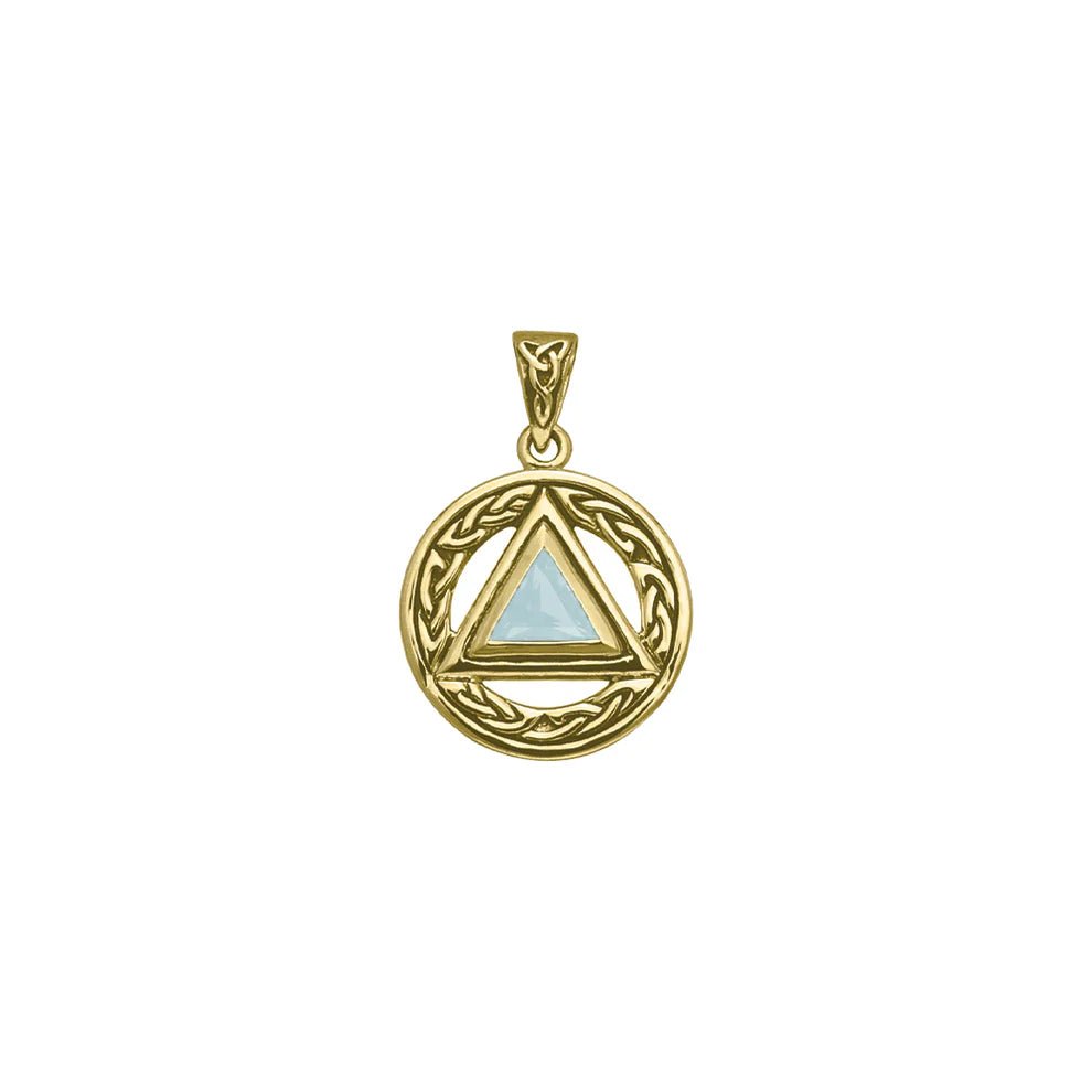 Celtic AA Symbol 14K Yellow Gold Pendant with Genuine Gemstone - Perfect for Spiritual Jewelry & Meaningful Gifts