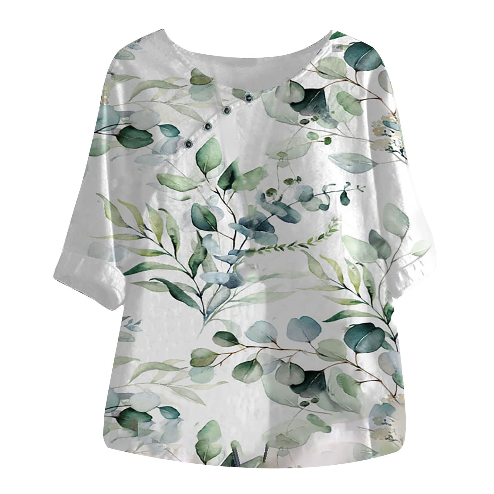 Women's Floral Half Sleeve T-Shirt - Round Neck Loose Fit Blouse Top for Summer | Casual Wear, Beach Outfits & Everyday Comfort