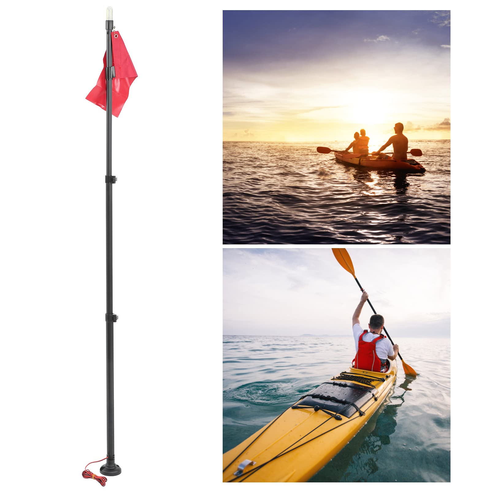 Kayak Safety Flag Light Set - 19W Waterproof for Boating & Canoeing