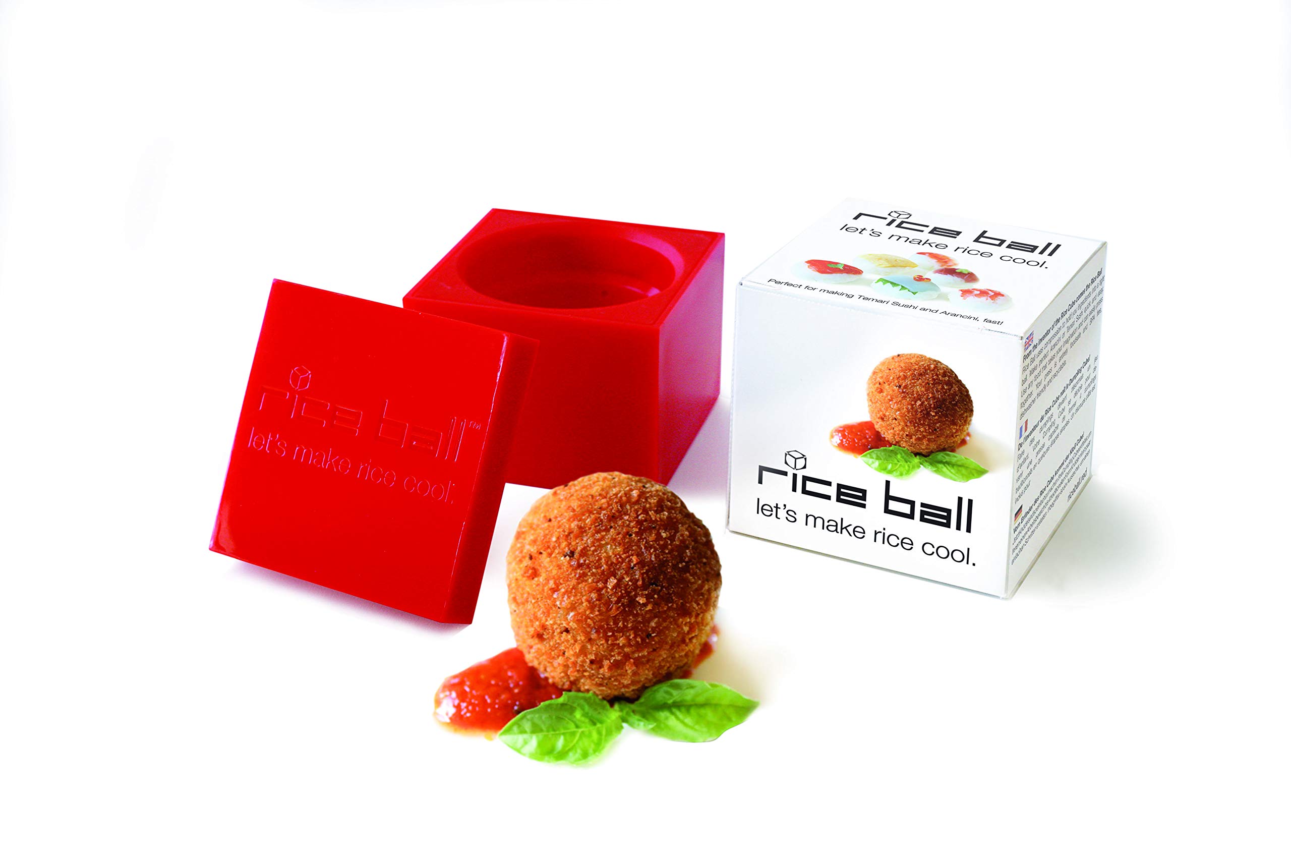 RB01 Rice Cube - 4cm Plastic Rice Ball Mold - Red (20.1x15.1x10.1cm) - Perfect for Sushi Making, Bento Boxes & Japanese Home Cooking