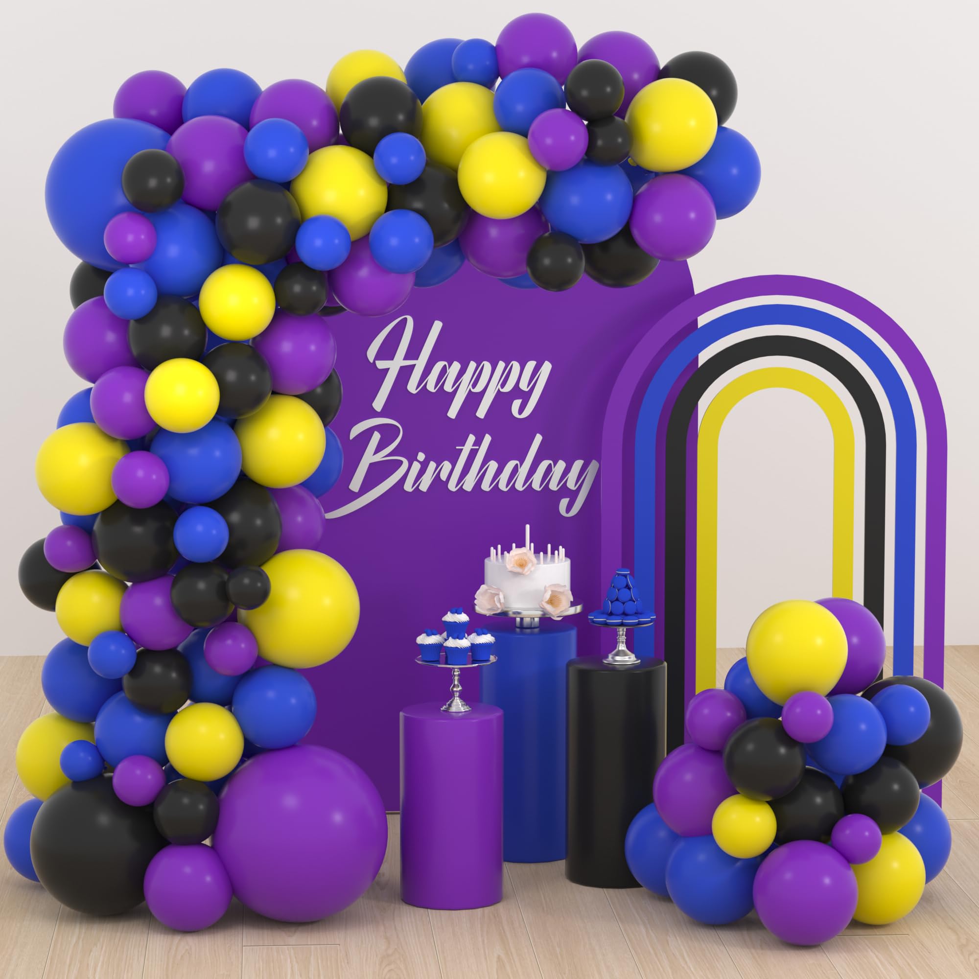137PCS Video Gaming Balloon Garland Arch Kit - Purple, Blue, Yellow & Black Balloons for Birthday, Graduation Decor | Perfect for Anime, Gamer Parties & Teen Celebrations