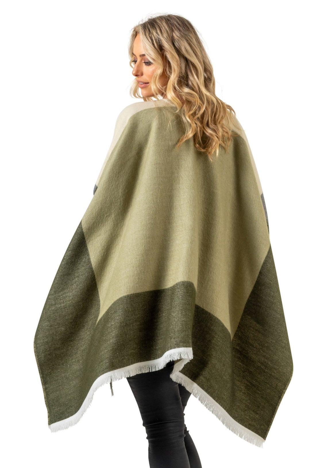Jimmy Hourihan Shawl Block Design - Cream, Grey, Green Scarf for Women | Soft & Stylish Wrap for Fall, Winter & Special Occasions
