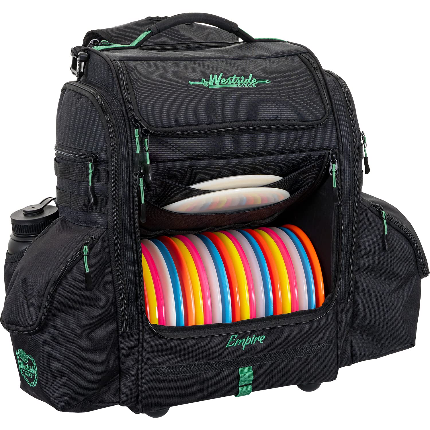 Westside Discs Empire Disc Golf Backpack - Large Frisbee Golf Bag Holds 24 Discs | Durable & Water-Resistant for Tournaments & Outdoor Play (Black)
