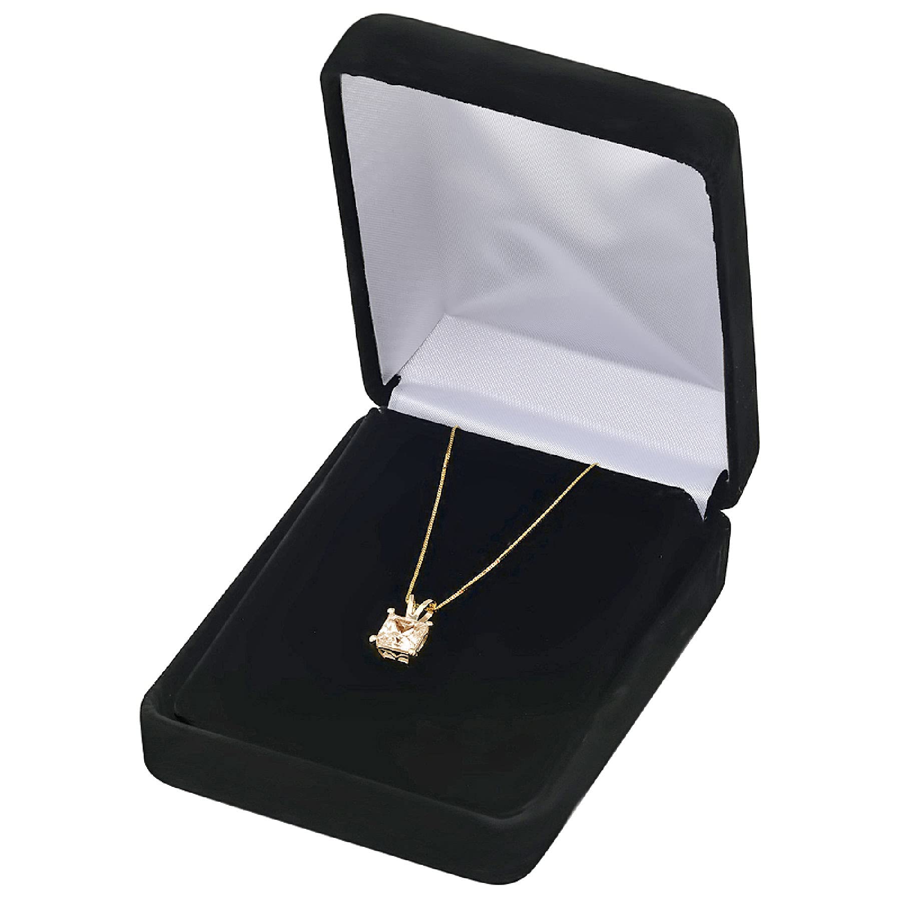 1.0ct Princess Cut Yellow Moissanite Necklace - 14K Gold Chain for Gifts & Parties