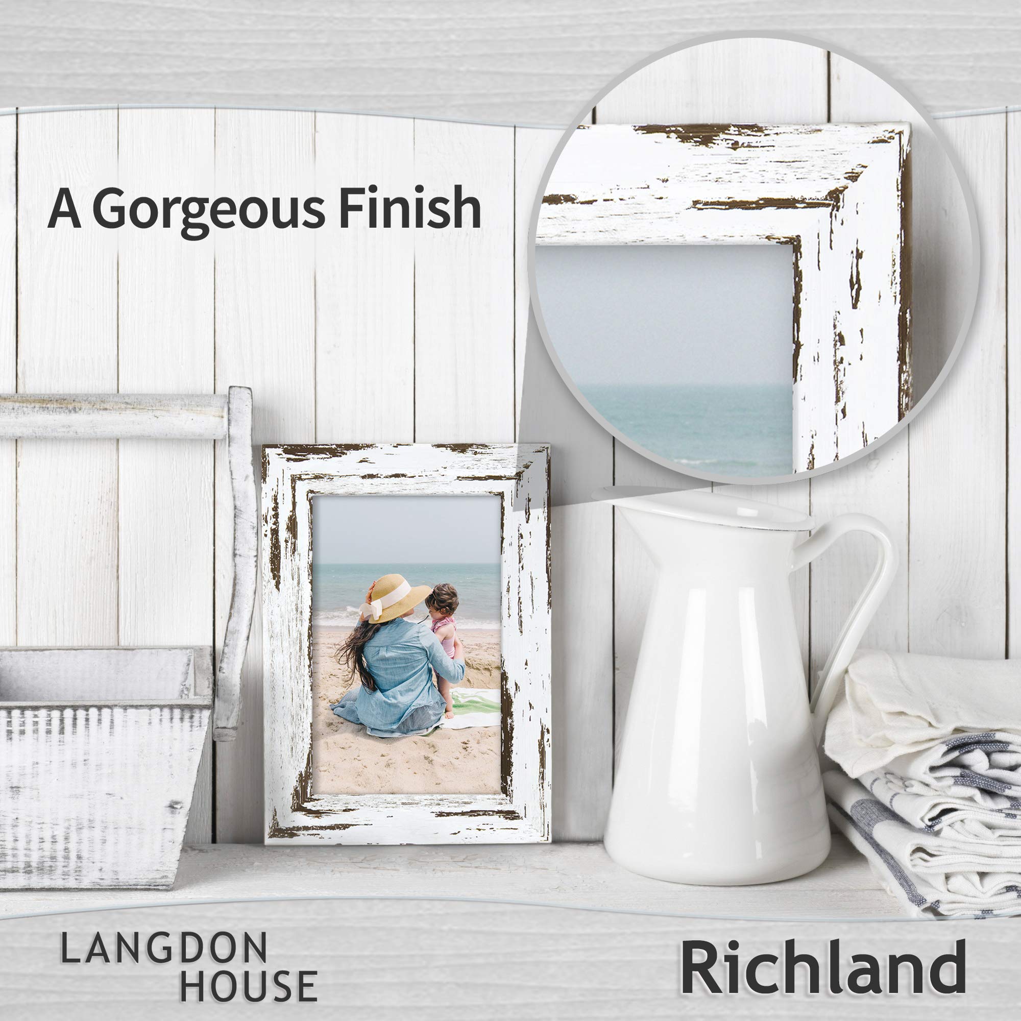 Langdon House 4x6 Picture Frames - Distressed White Farmhouse Style Photo Frames (3 Pack) - Perfect for Wall Gallery, Home Decor & Rustic Wedding Displays